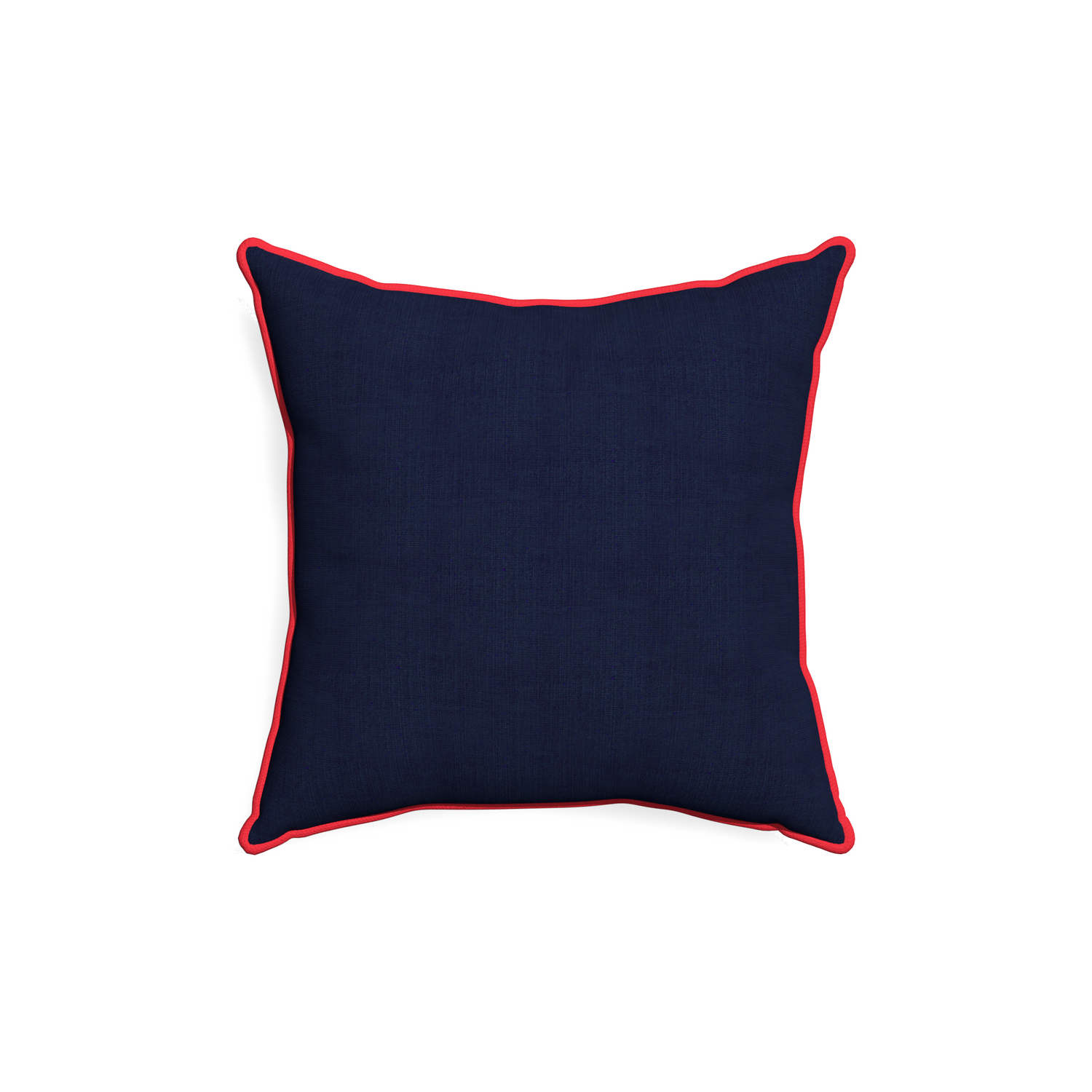18-square midnight custom navy bluepillow with cherry piping on white background