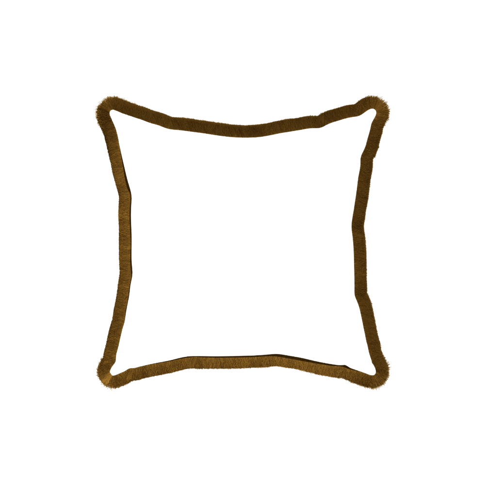 18-square ruby moss custom pillow with copper fringe on white background