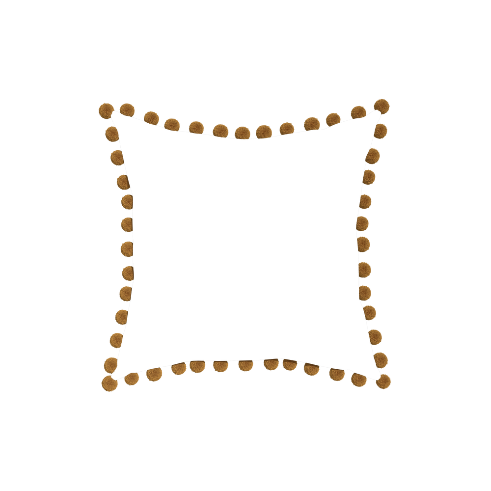 18-square ruby moss custom pillow with copper pom pom on white background