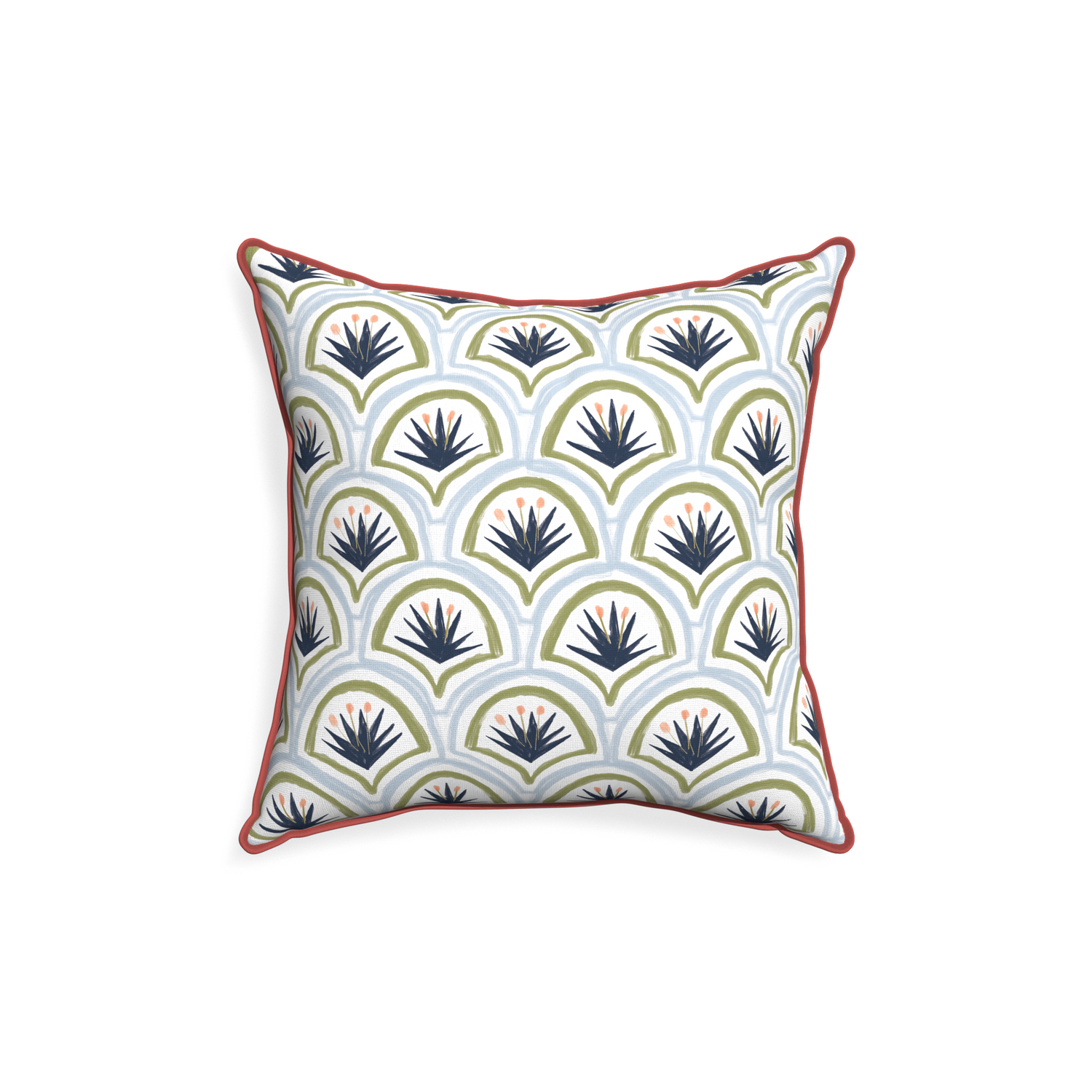 18-square thatcher midnight custom art deco palm patternpillow with c piping on white background