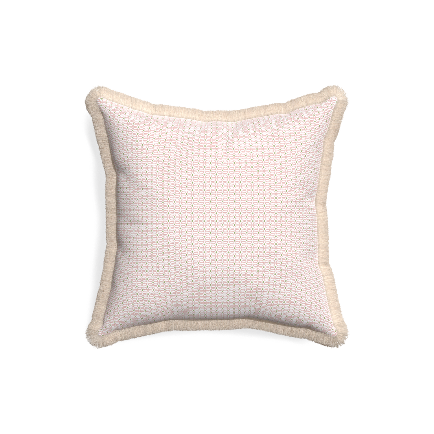 18-square loomi pink custom pink geometricpillow with cream fringe on white background