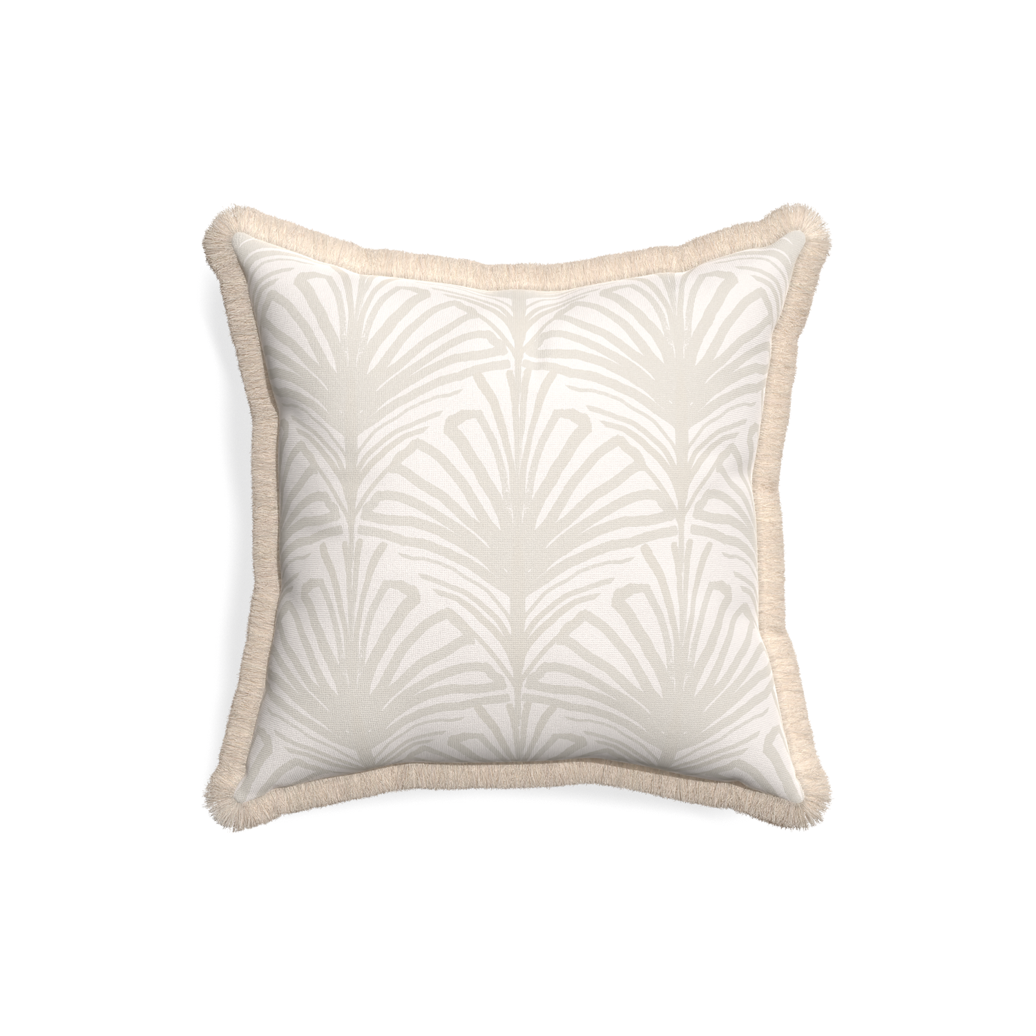 18-square suzy sand custom beige palmpillow with cream fringe on white background