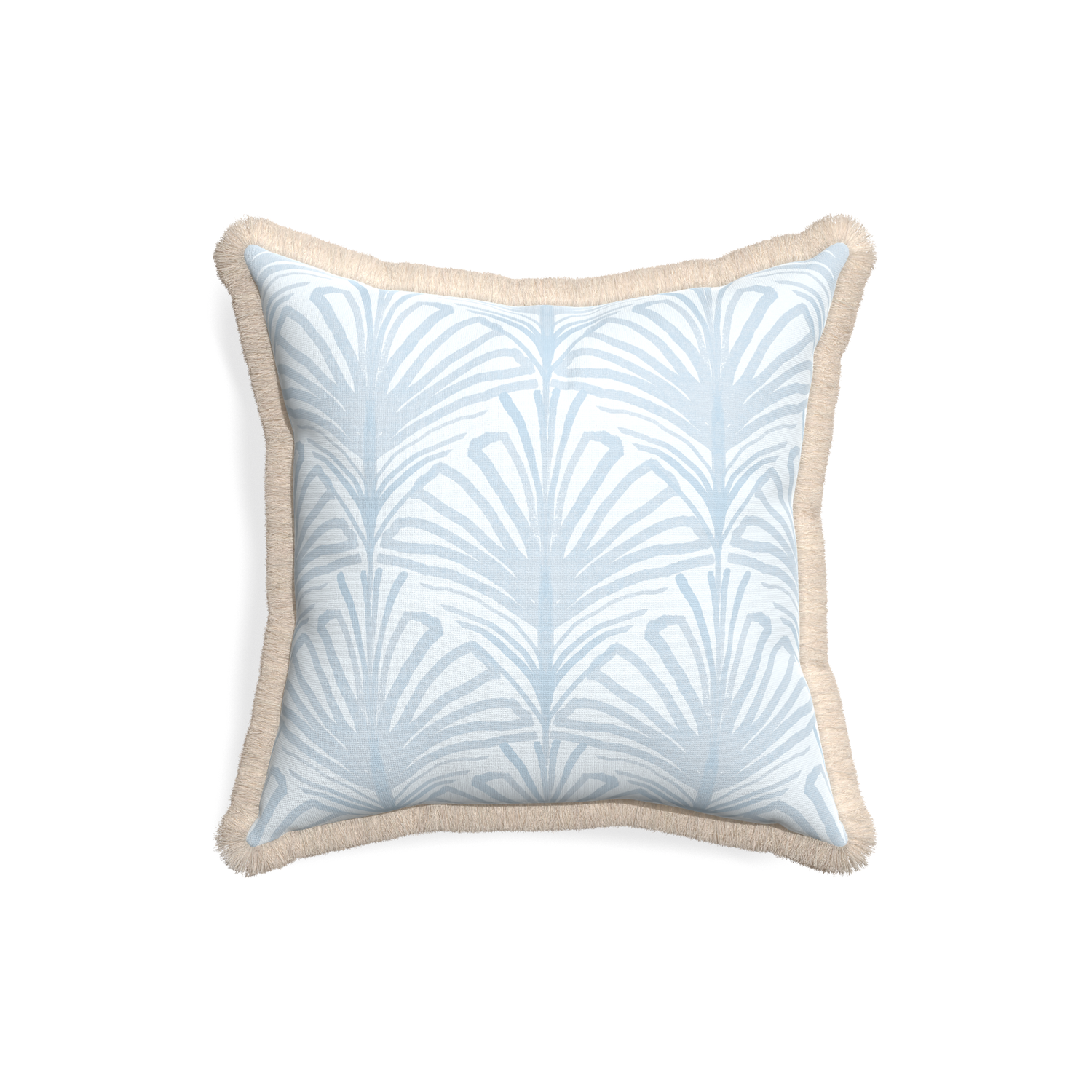 18-square suzy sky custom sky blue palmpillow with cream fringe on white background