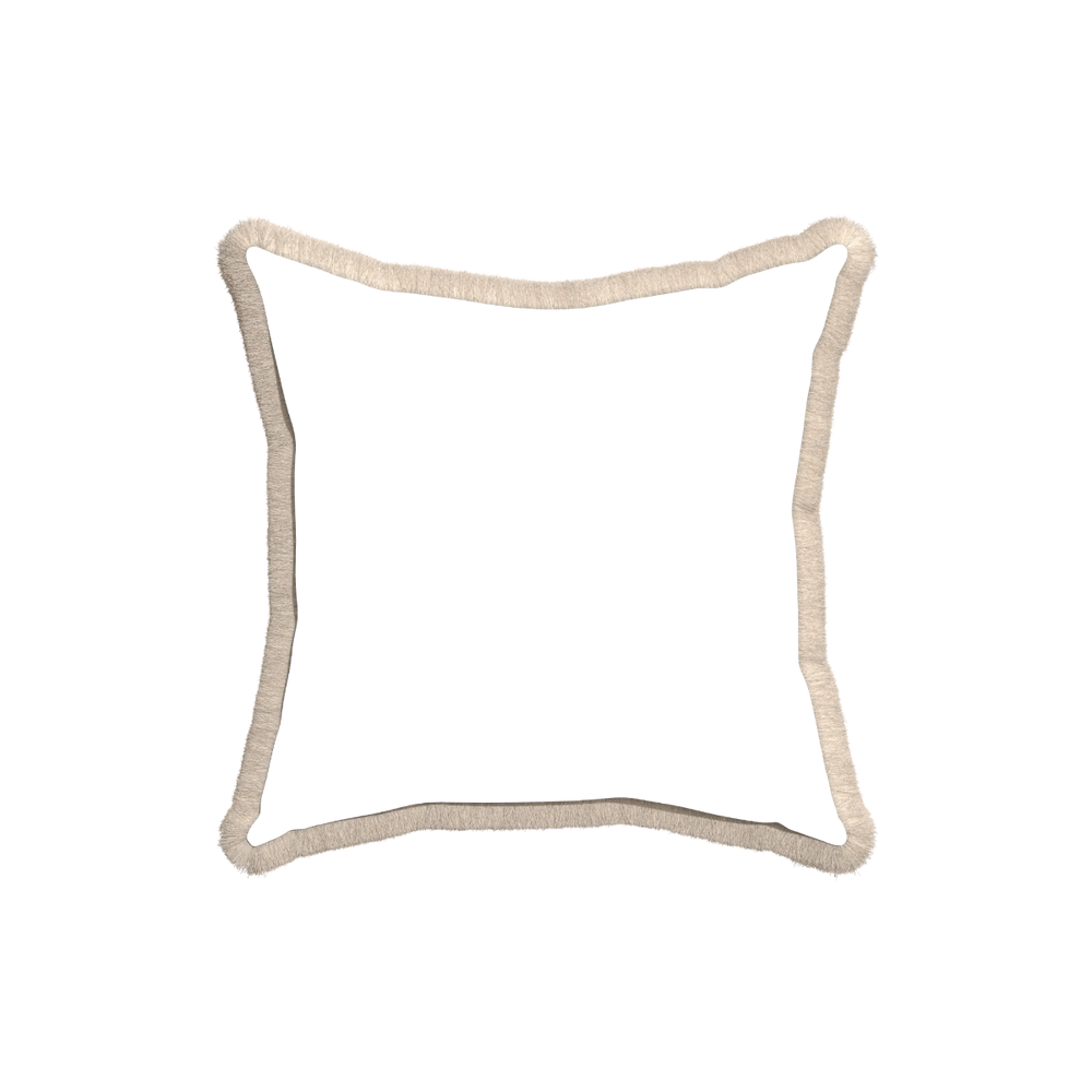 18-square ruby moss custom pillow with cream fringe on white background