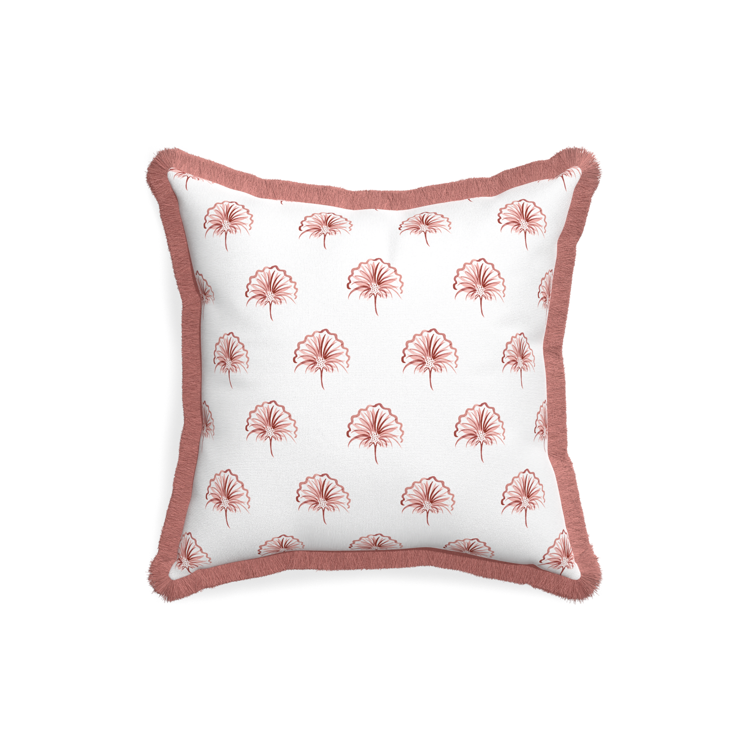 18-square penelope rose custom floral pinkpillow with d fringe on white background