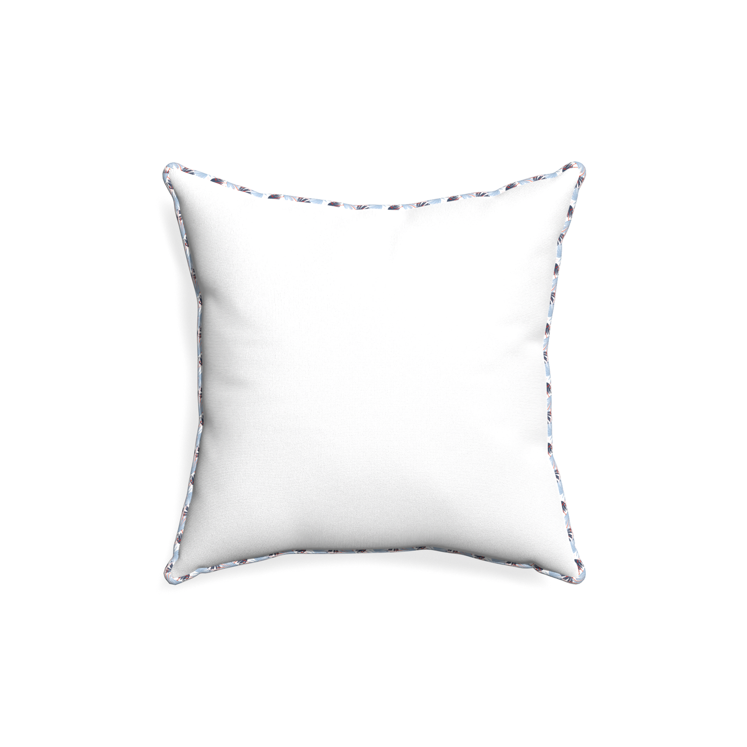 18-square snow custom white cottonpillow with e piping on white background