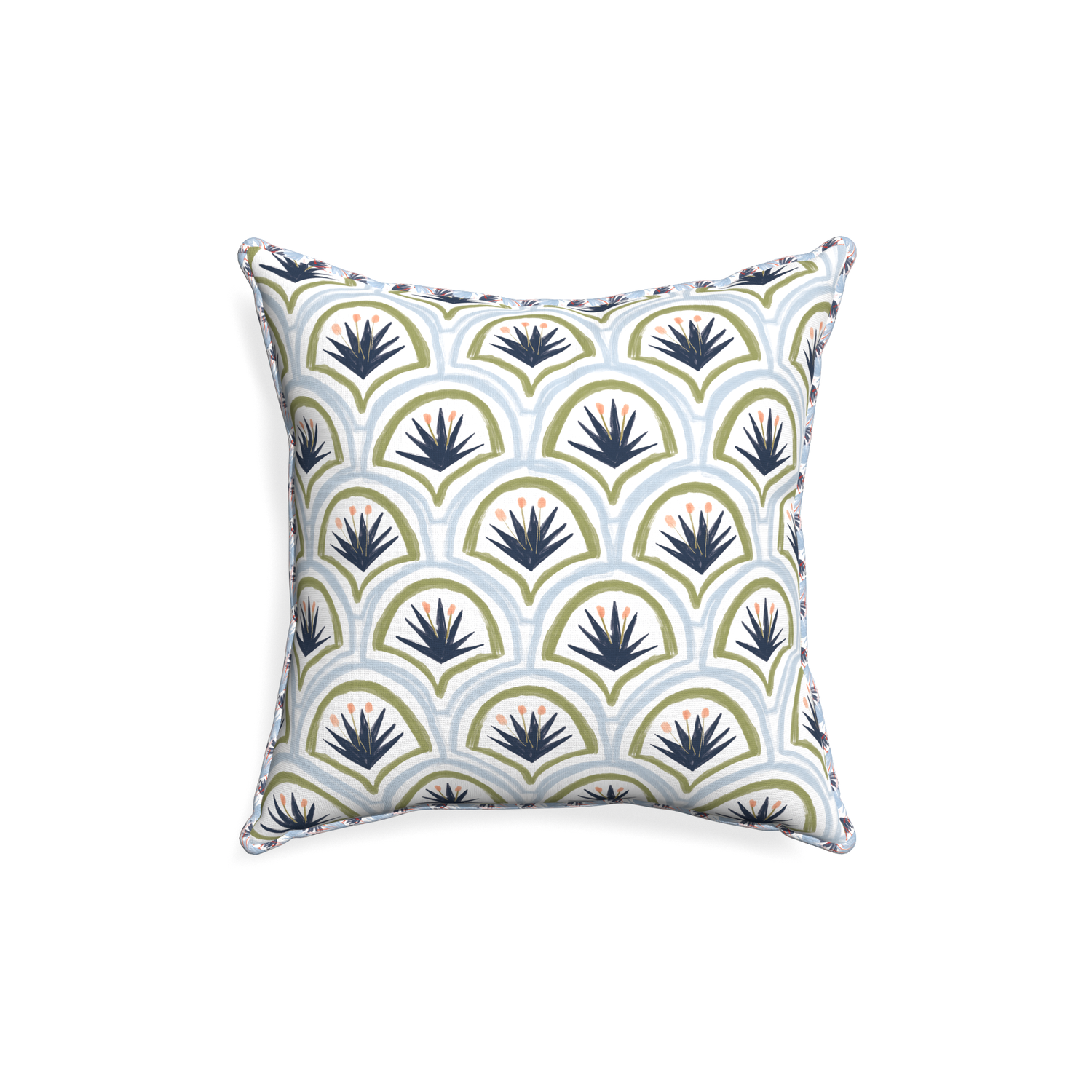 18-square thatcher midnight custom art deco palm patternpillow with e piping on white background