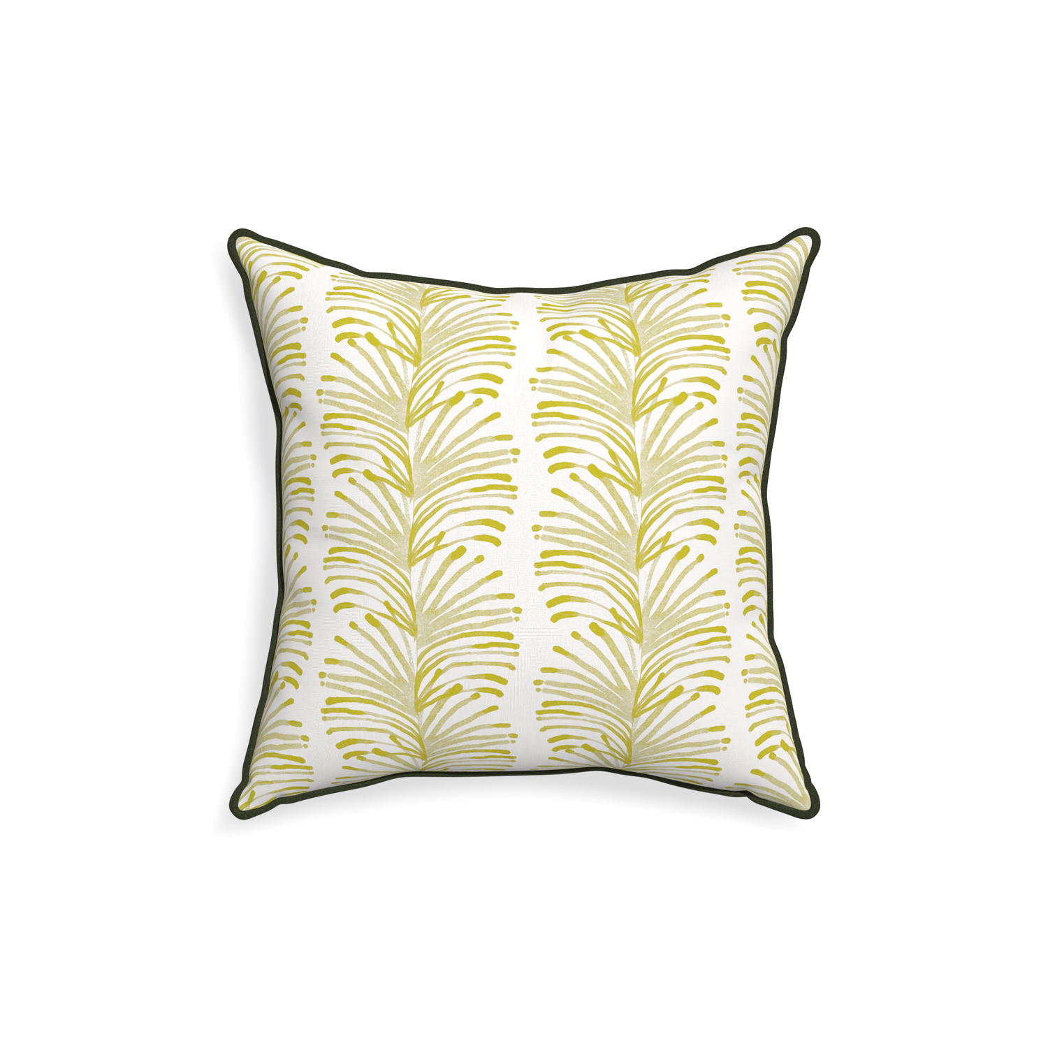 18-square emma chartreuse custom yellow stripe chartreusepillow with f piping on white background