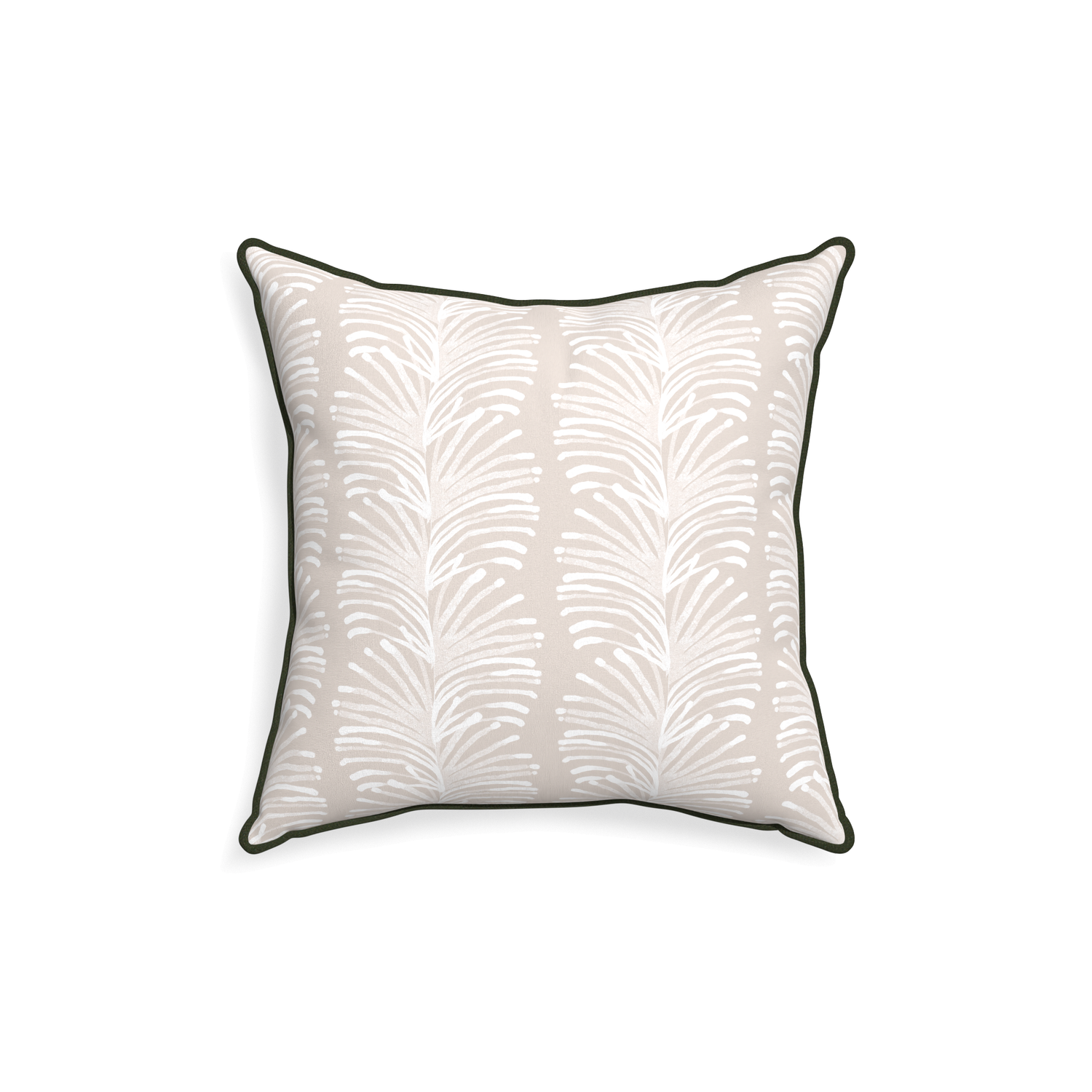 18-square emma sand custom sand colored botanical stripepillow with f piping on white background