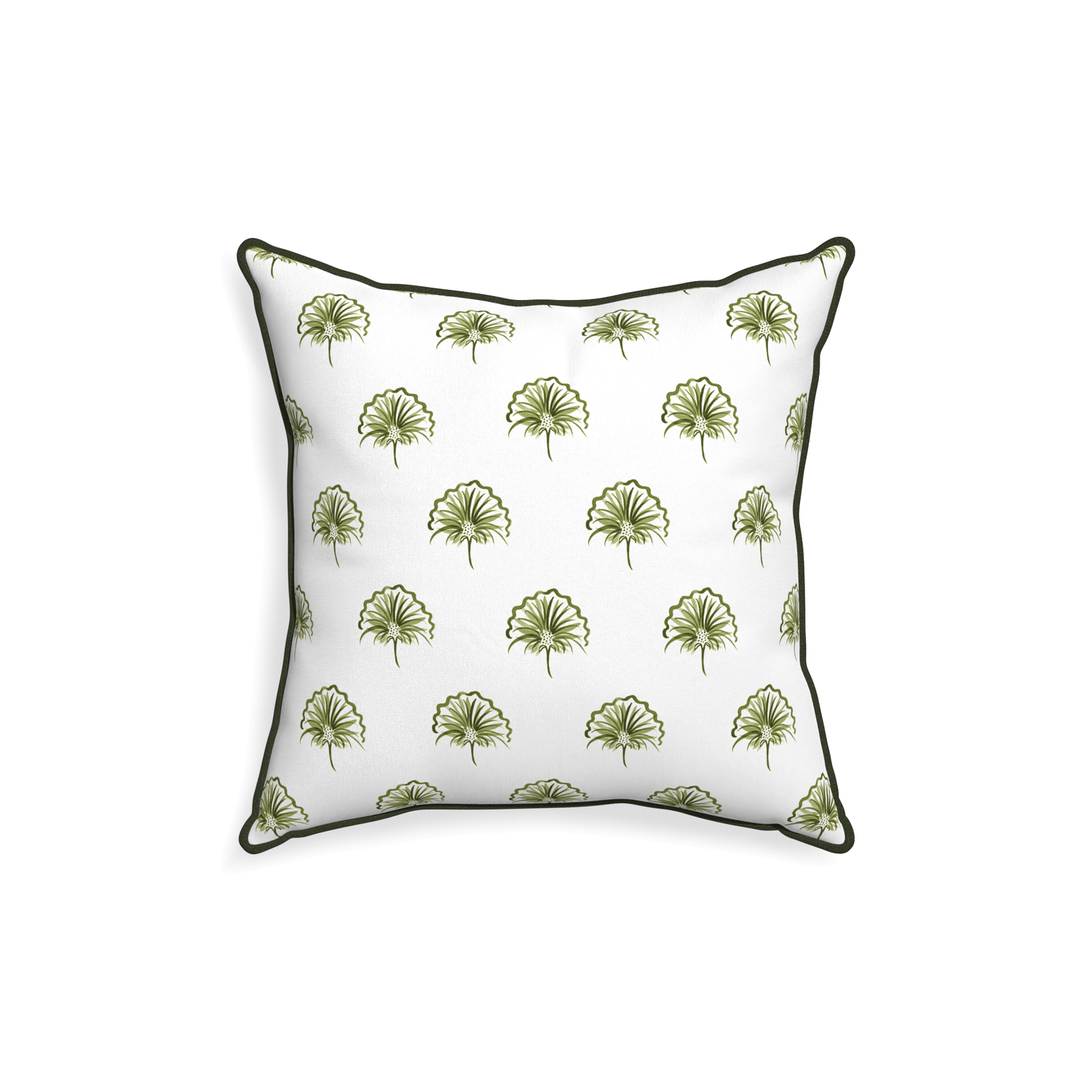 18-square penelope moss custom green floralpillow with f piping on white background