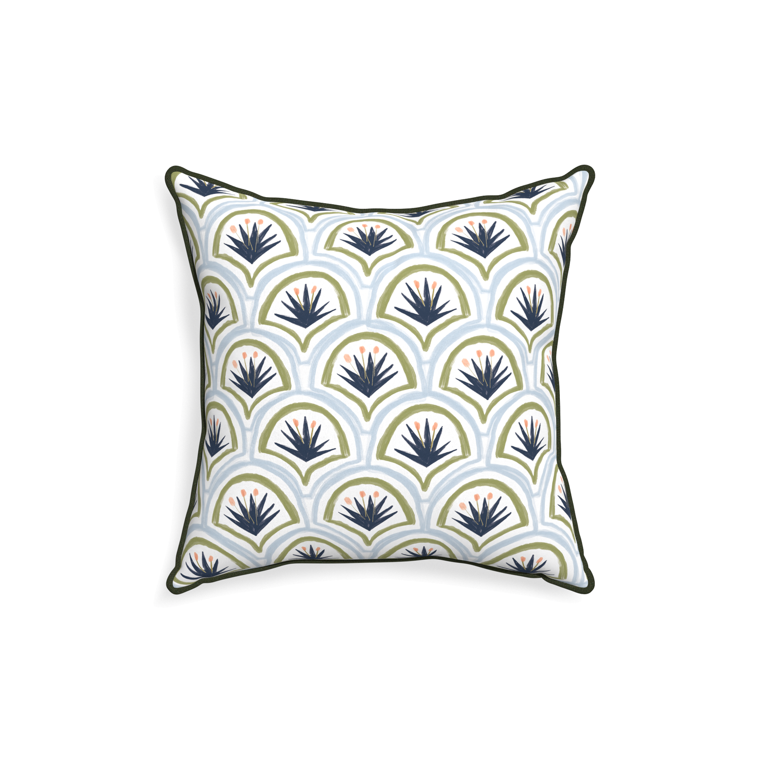 18-square thatcher midnight custom art deco palm patternpillow with f piping on white background
