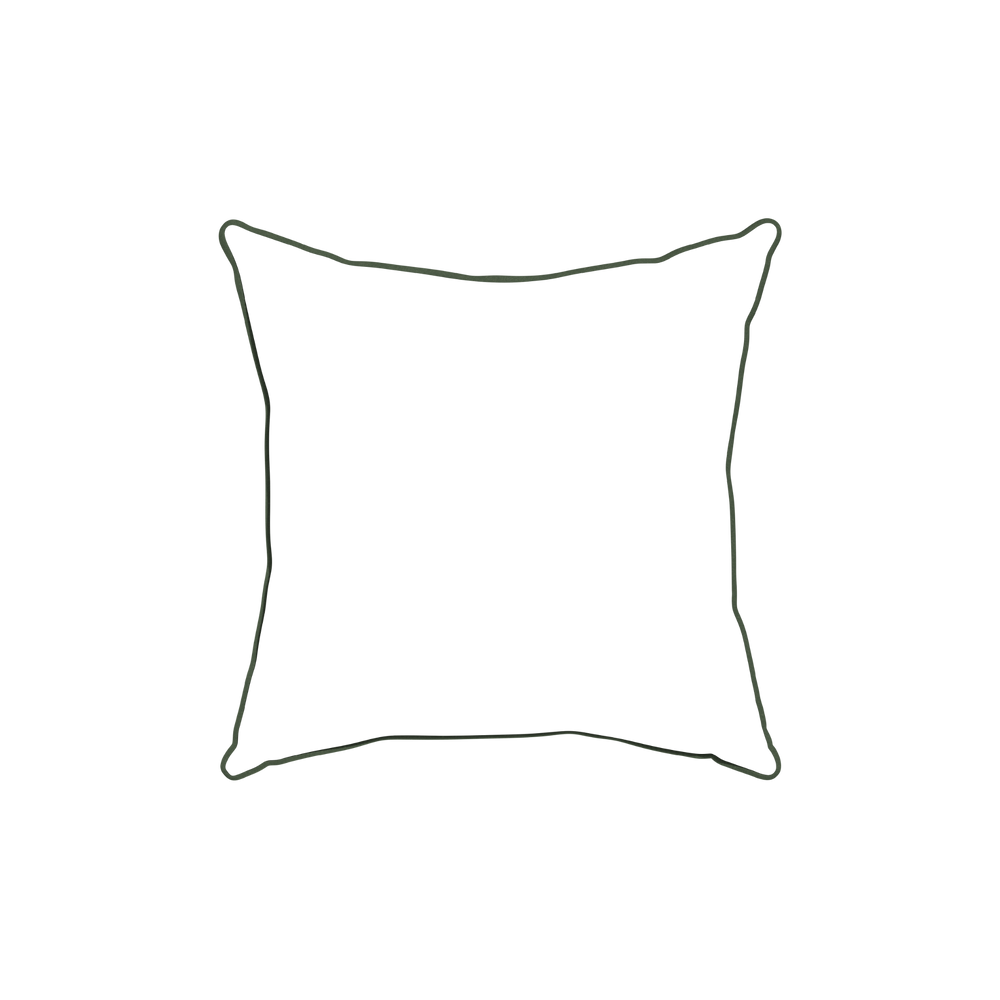 18-square ruby moss custom pillow with f piping on white background