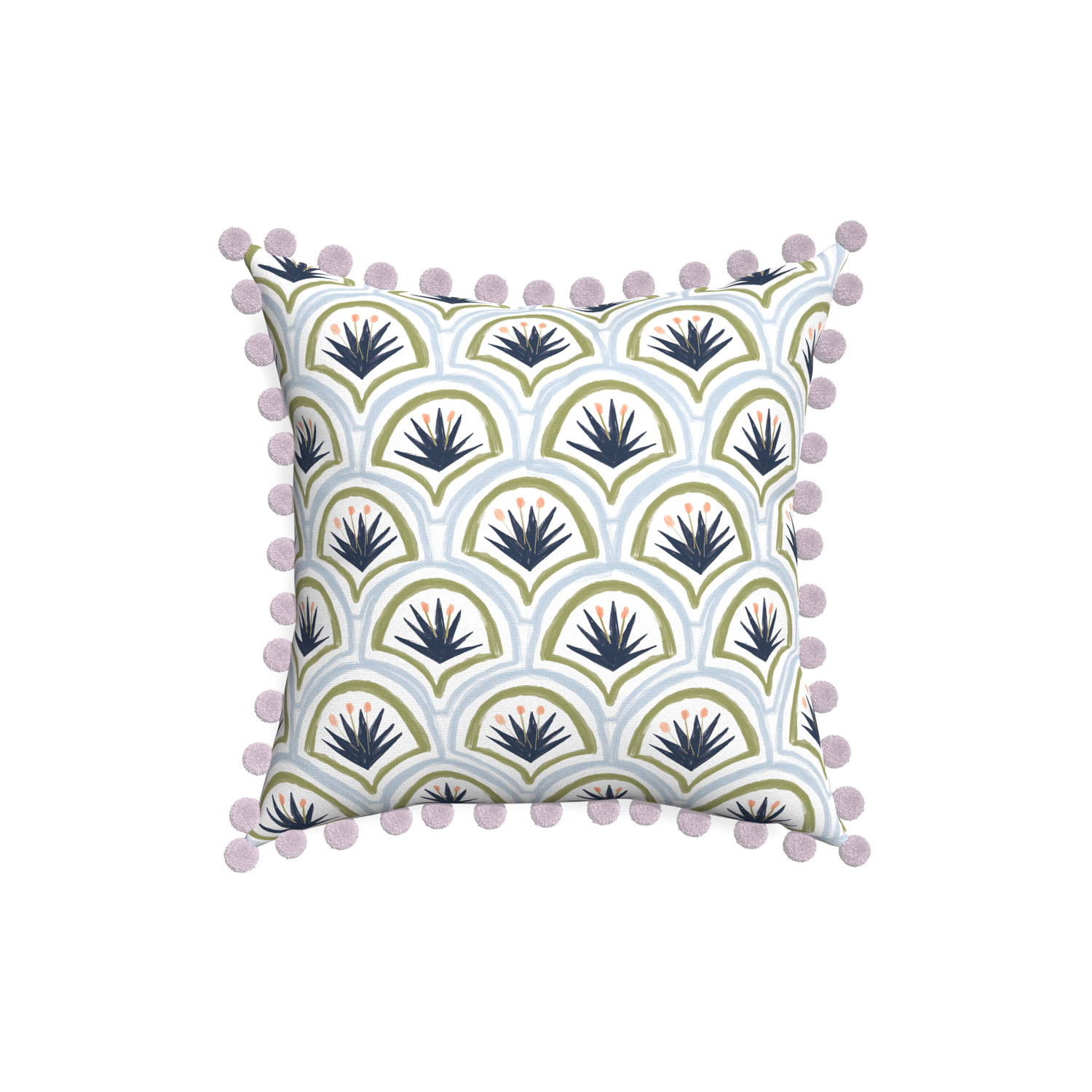 18-square thatcher midnight custom art deco palm patternpillow with l on white background