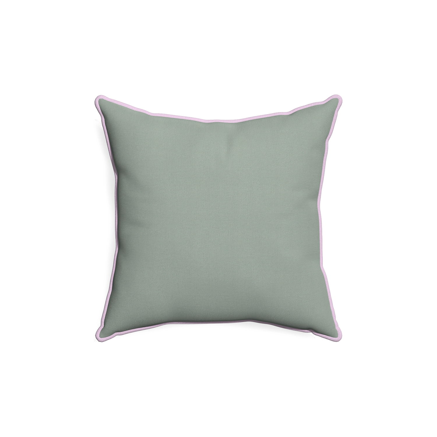 18-square sage custom sage green cottonpillow with l piping on white background
