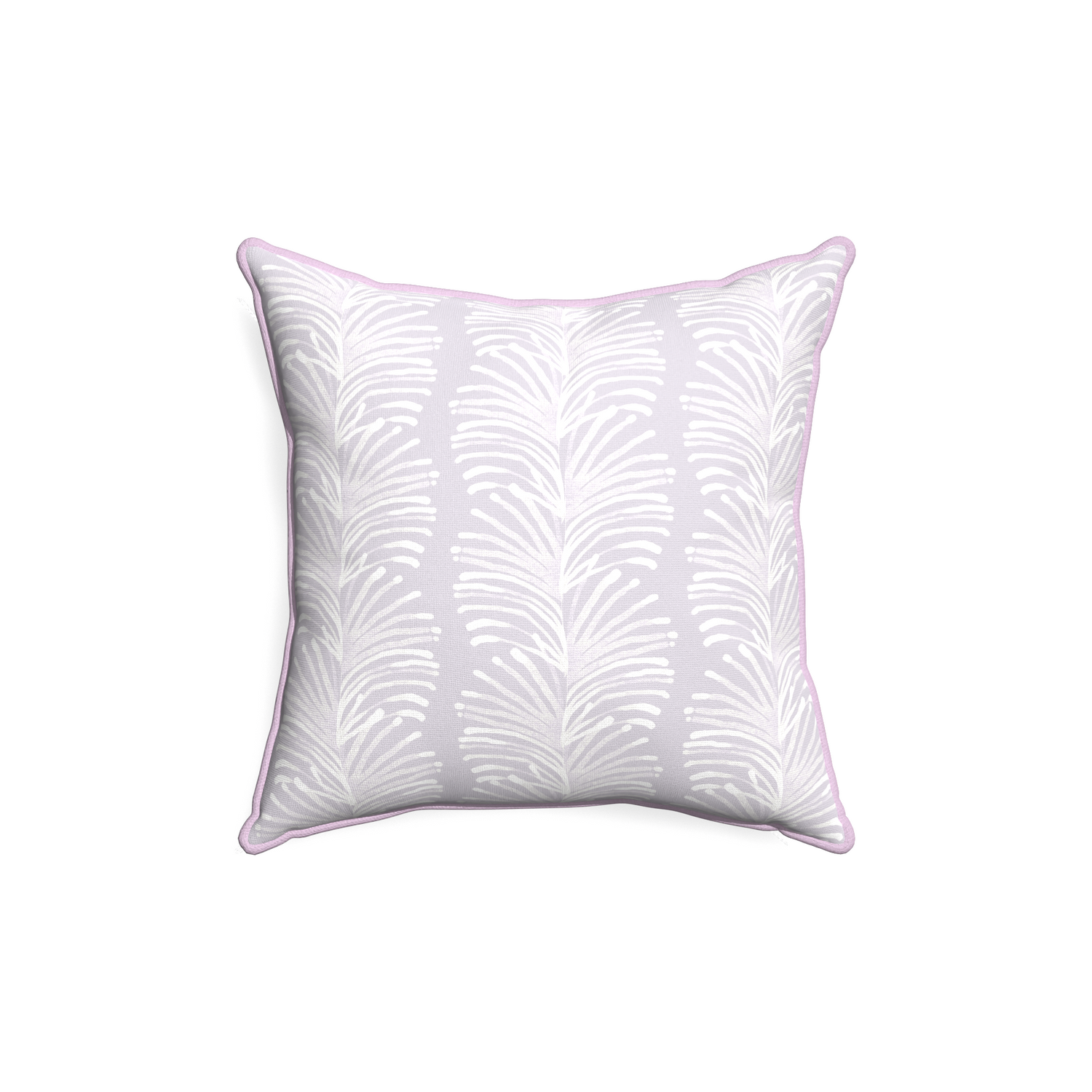 18-square emma lavender custom lavender botanical stripepillow with l piping on white background