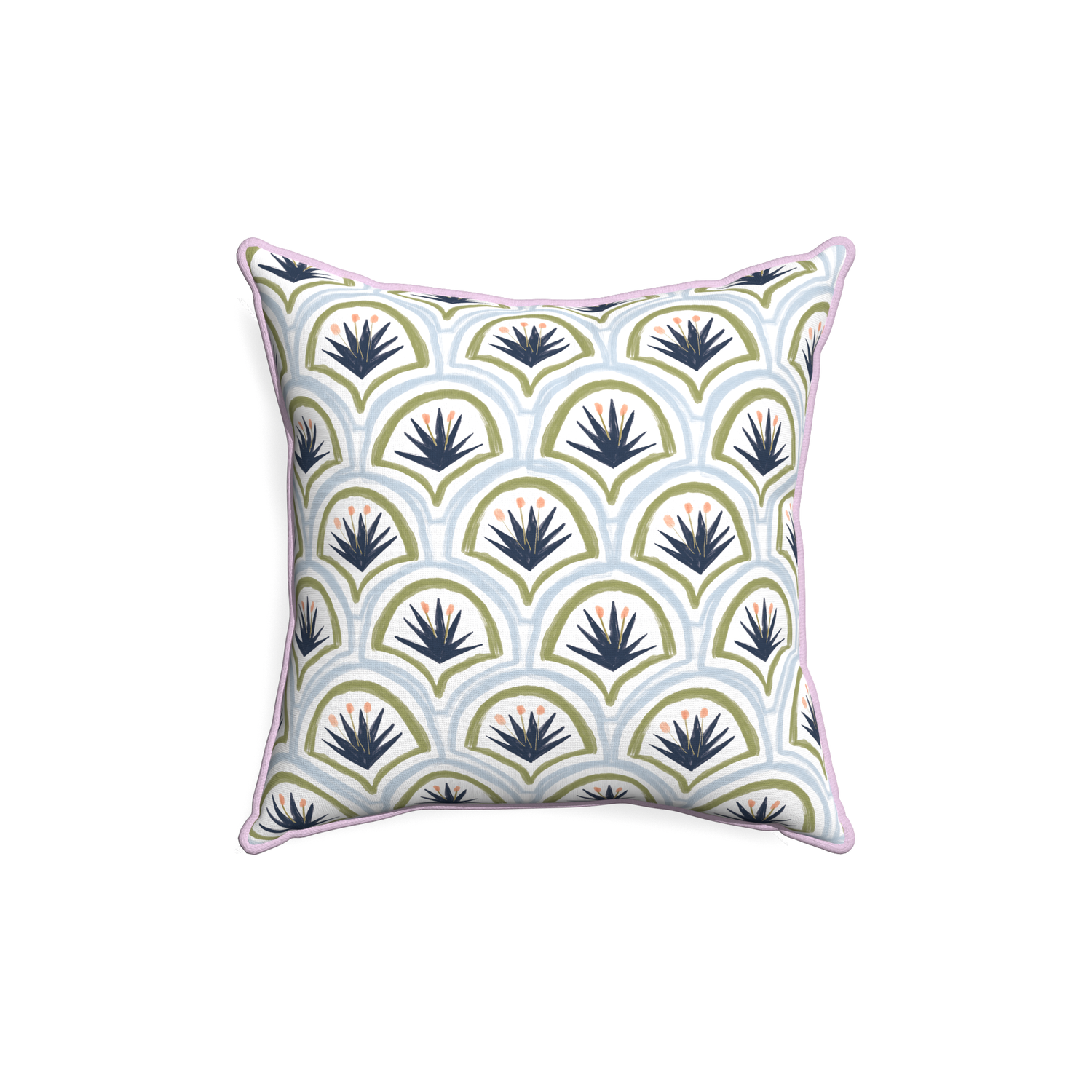 18-square thatcher midnight custom art deco palm patternpillow with l piping on white background