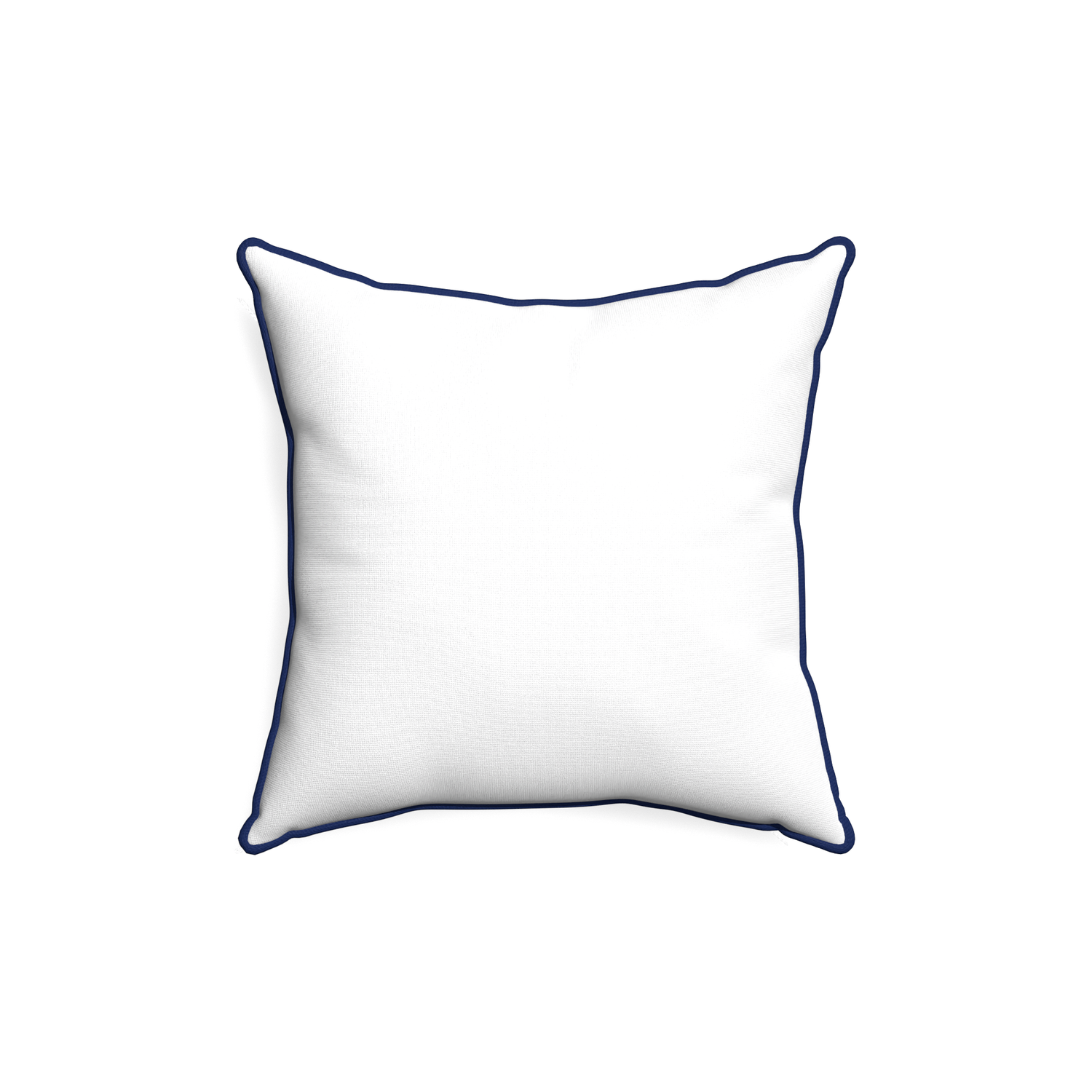 18-square snow custom white cottonpillow with midnight piping on white background