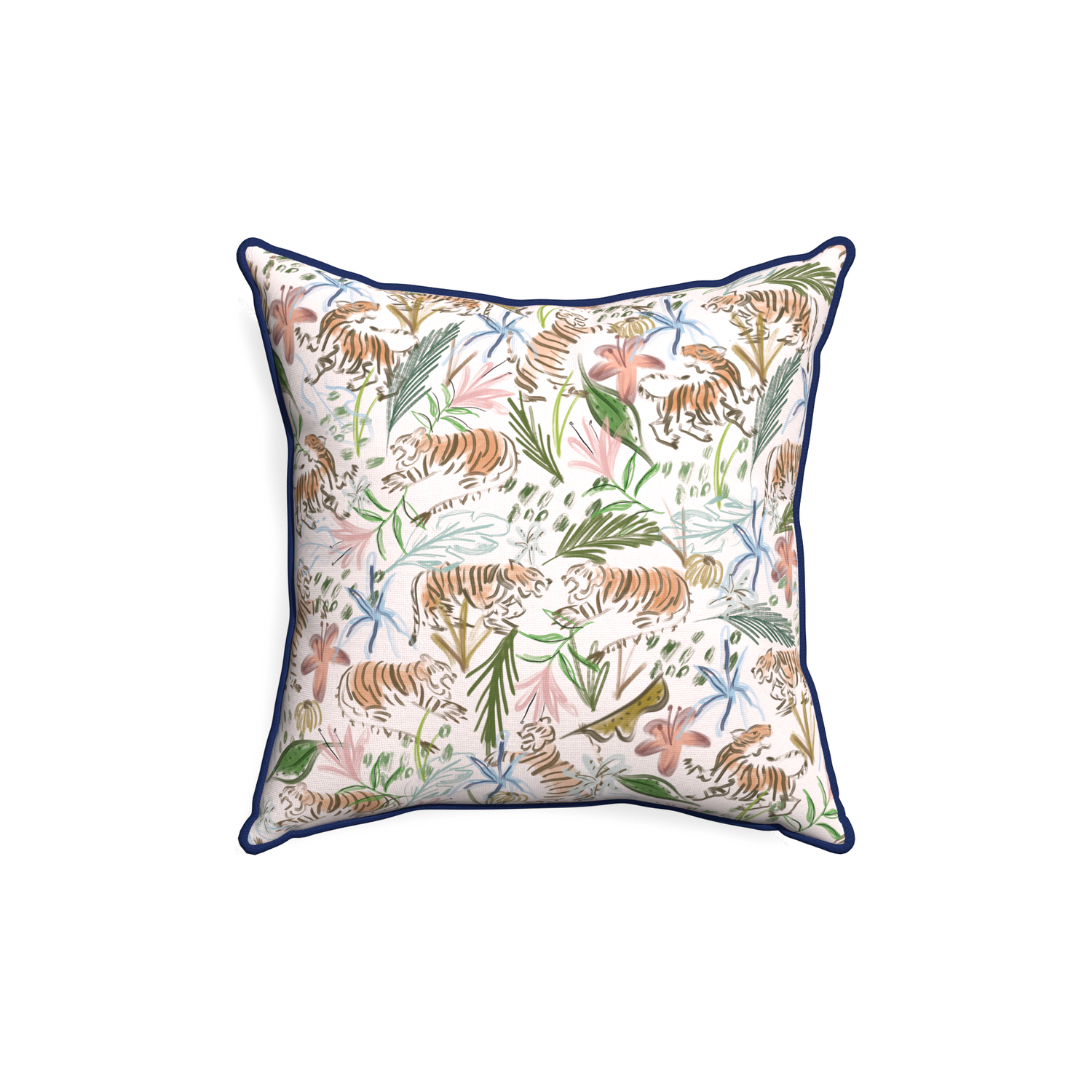 18-square frida pink custom pink chinoiserie tigerpillow with midnight piping on white background