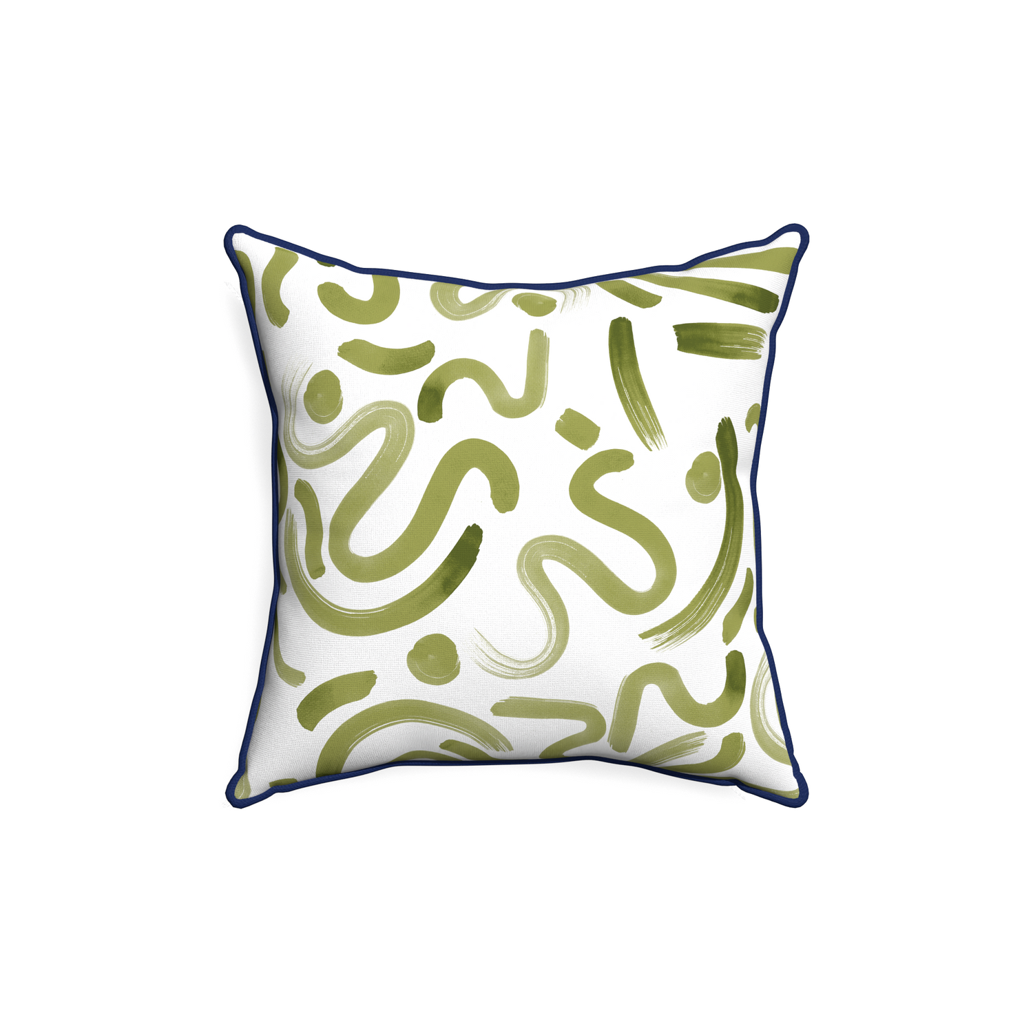 18-square hockney moss custom moss greenpillow with midnight piping on white background