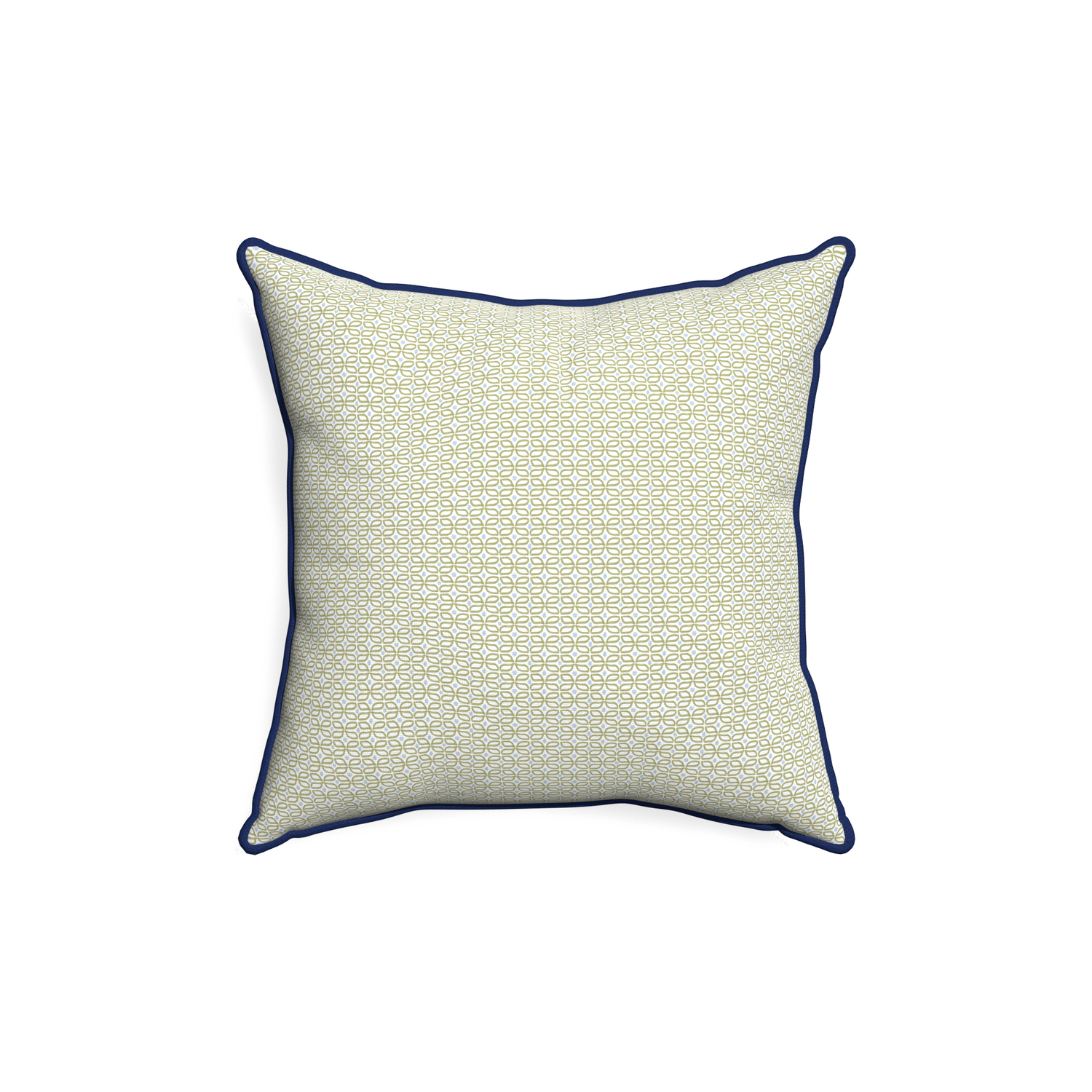 18-square loomi moss custom moss green geometricpillow with midnight piping on white background