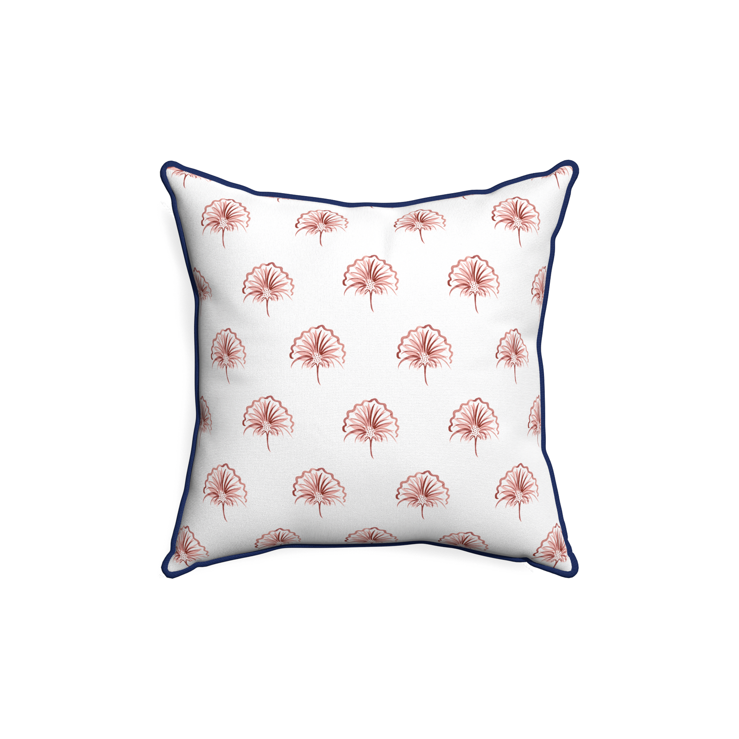 18-square penelope rose custom floral pinkpillow with midnight piping on white background