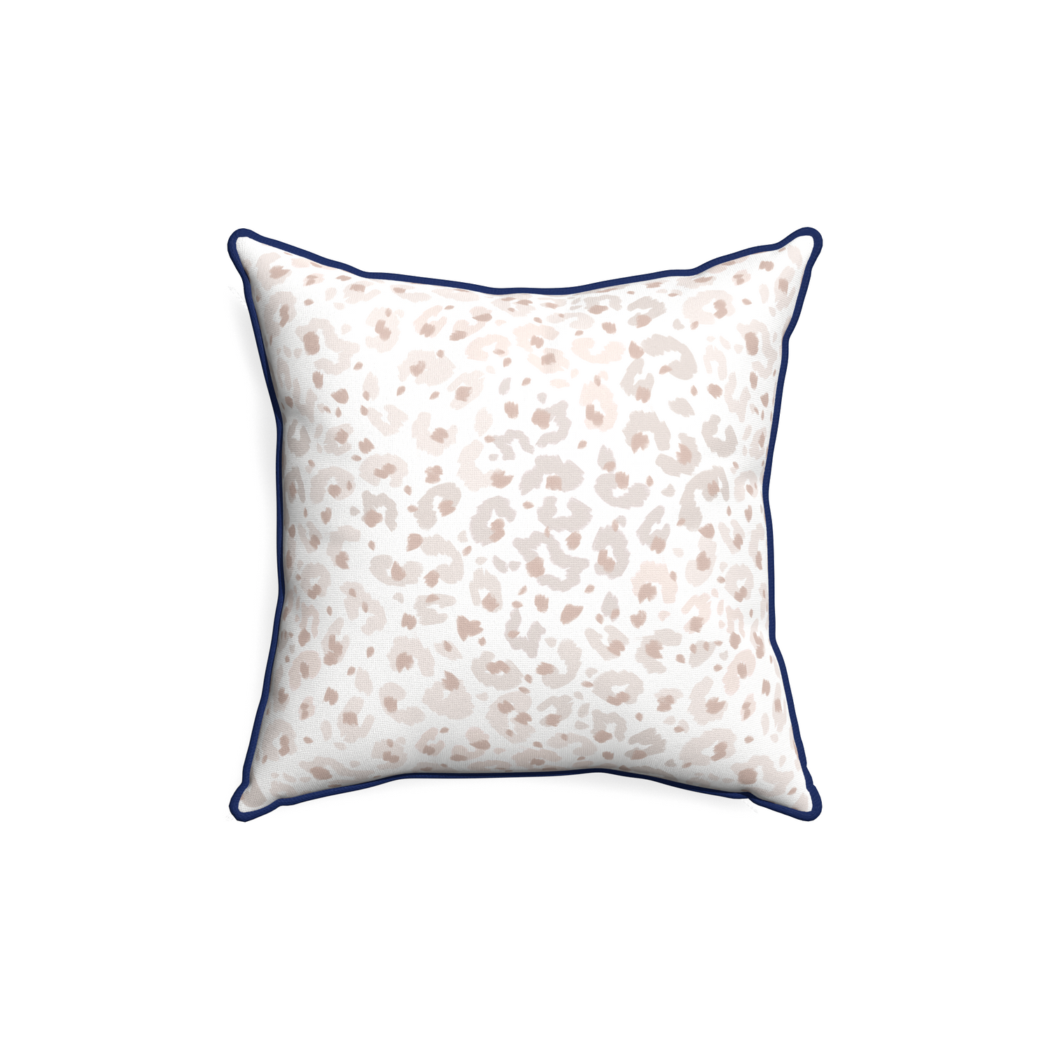 18-square rosie custom beige animal printpillow with midnight piping on white background