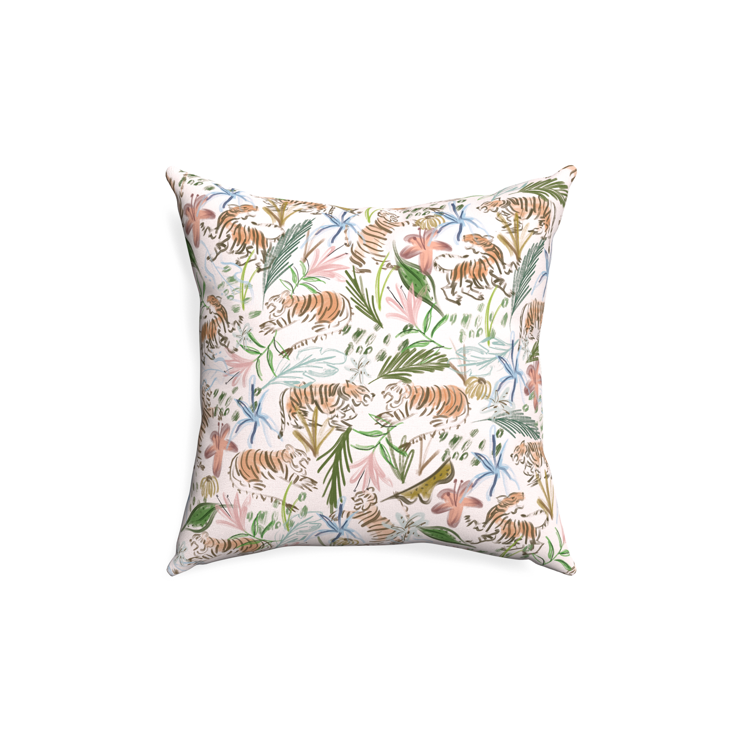 18-square frida pink custom pink chinoiserie tigerpillow with none on white background