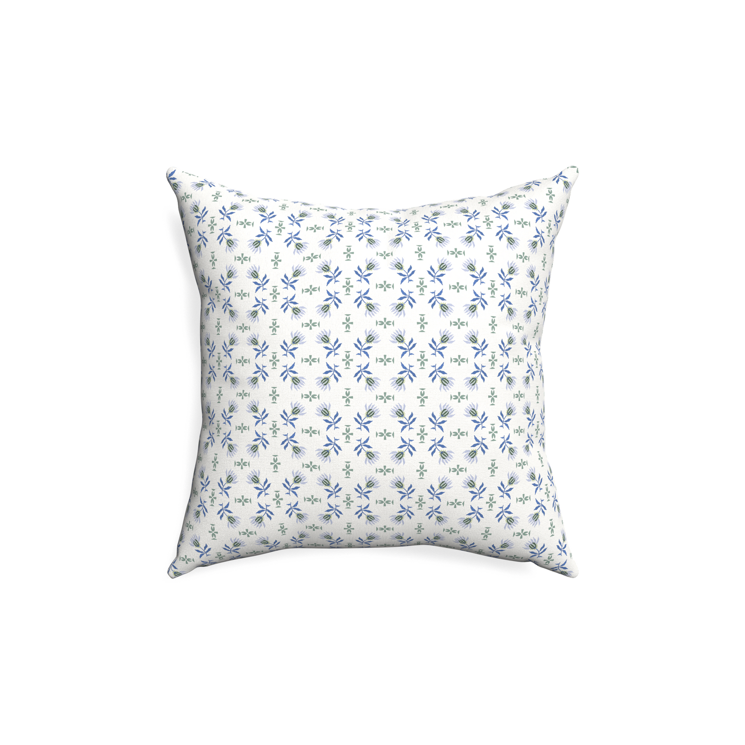 18-square lee custom blue & green floralpillow with none on white background
