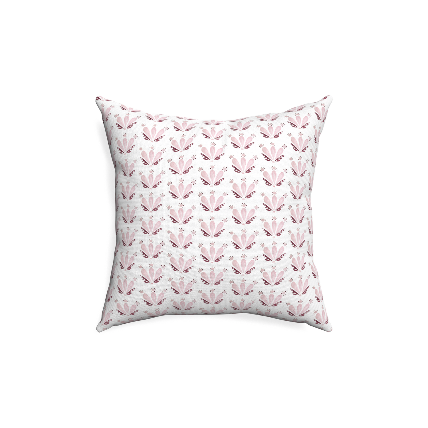 18-square serena pink custom pink & burgundy drop repeat floralpillow with none on white background