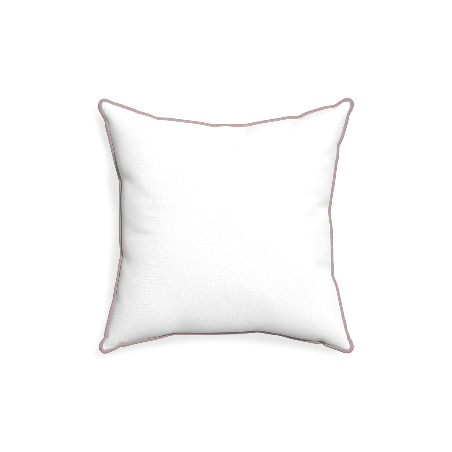 18-square snow custom white cottonpillow with orchid piping on white background