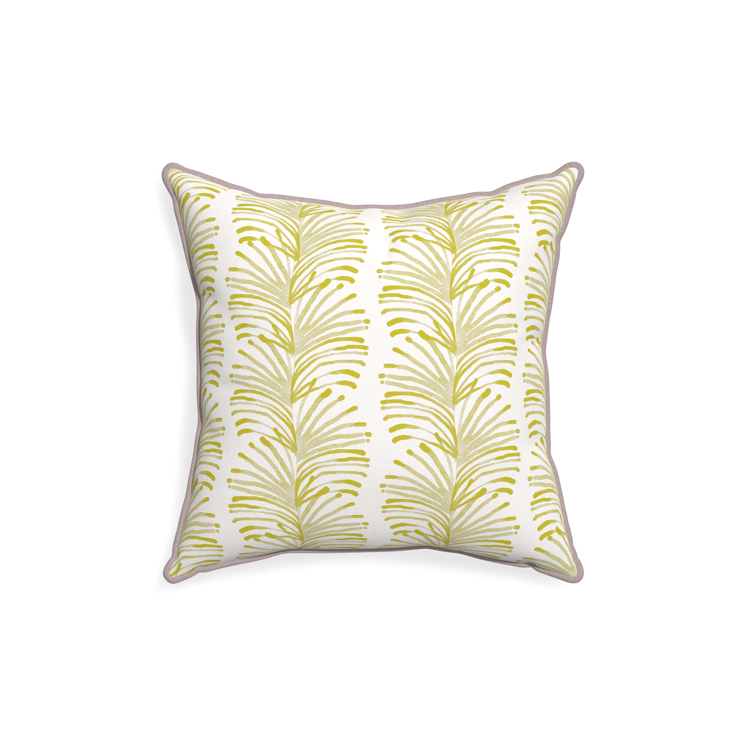 18-square emma chartreuse custom yellow stripe chartreusepillow with orchid piping on white background