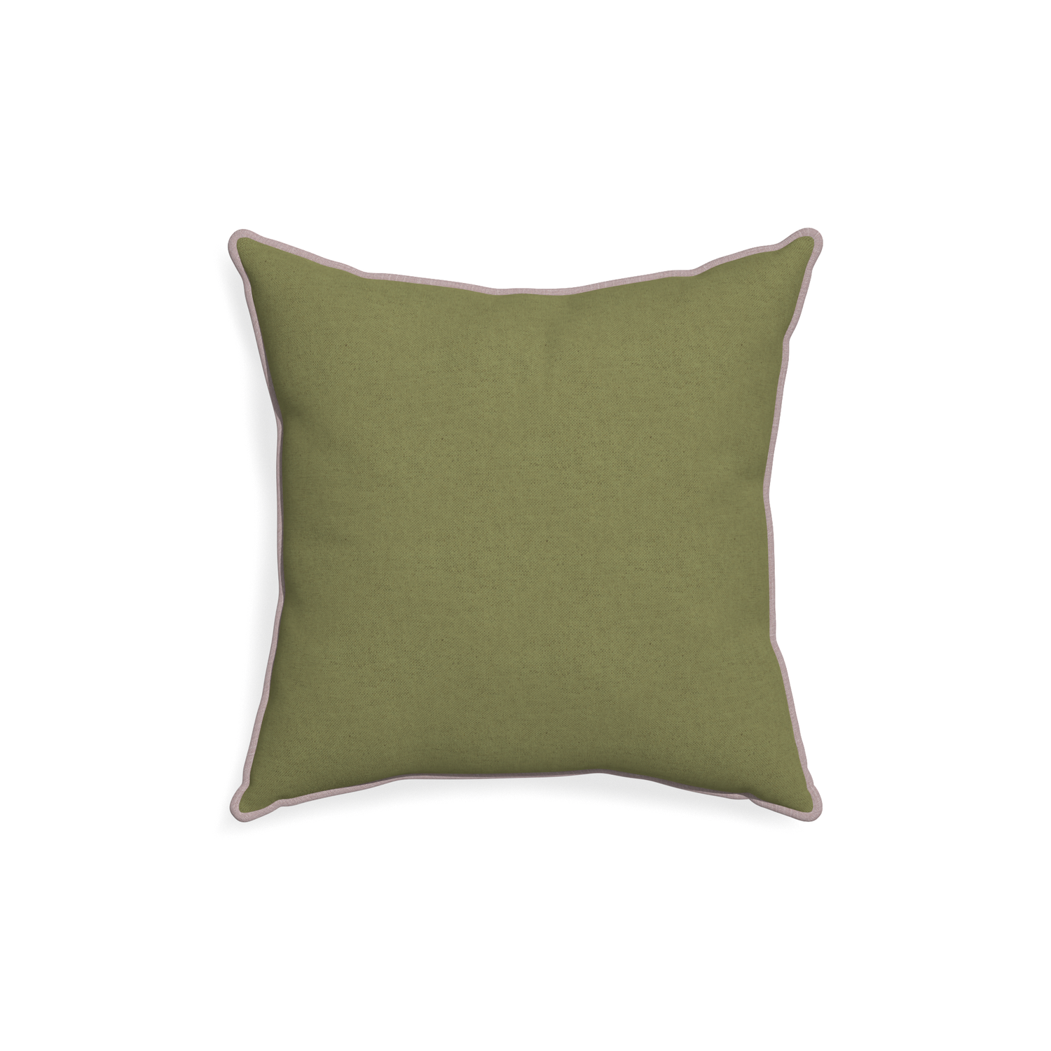 18-square moss custom moss greenpillow with orchid piping on white background
