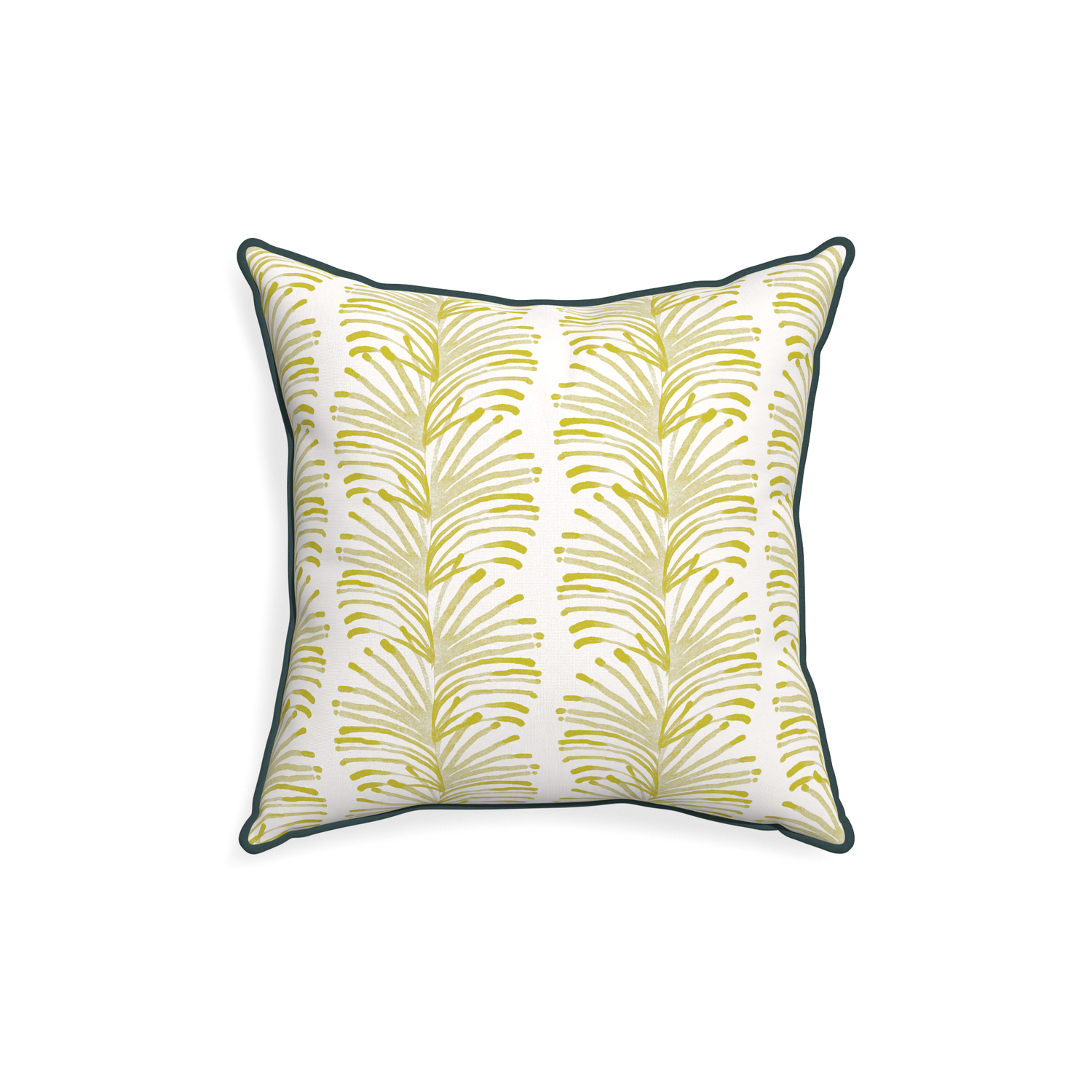 18-square emma chartreuse custom yellow stripe chartreusepillow with p piping on white background