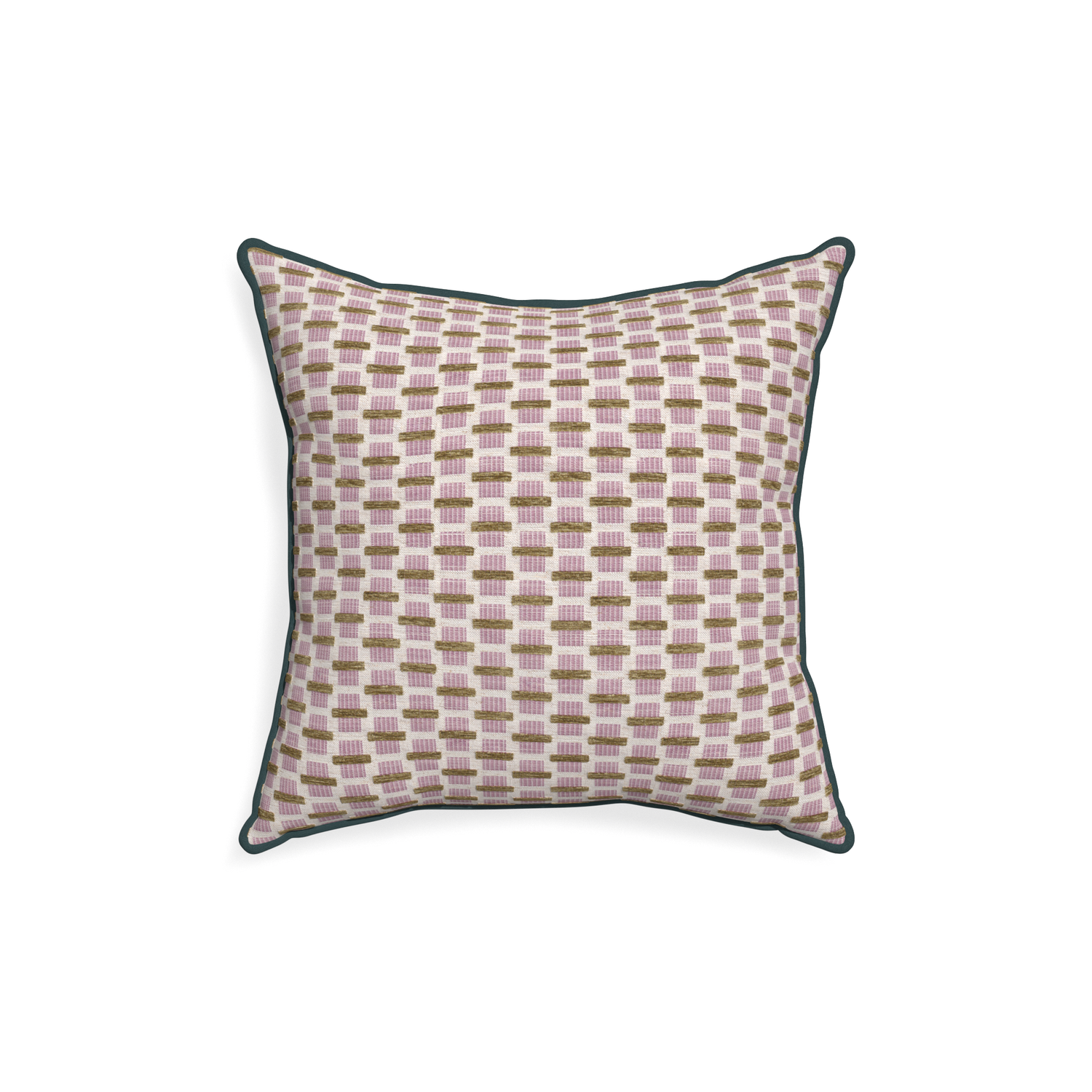 18-square willow orchid custom pink geometric chenillepillow with p piping on white background