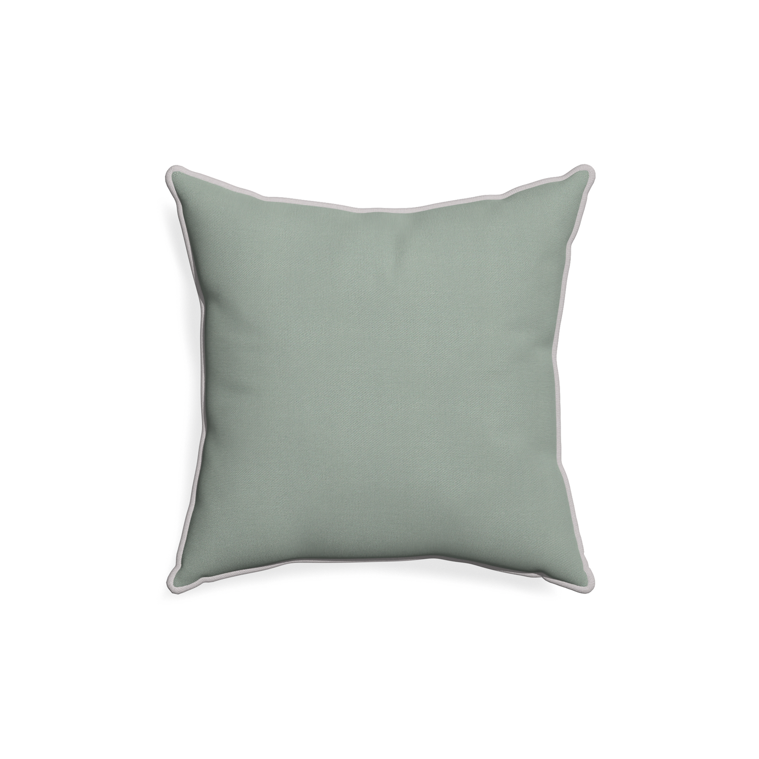 18-square sage custom sage green cottonpillow with pebble piping on white background