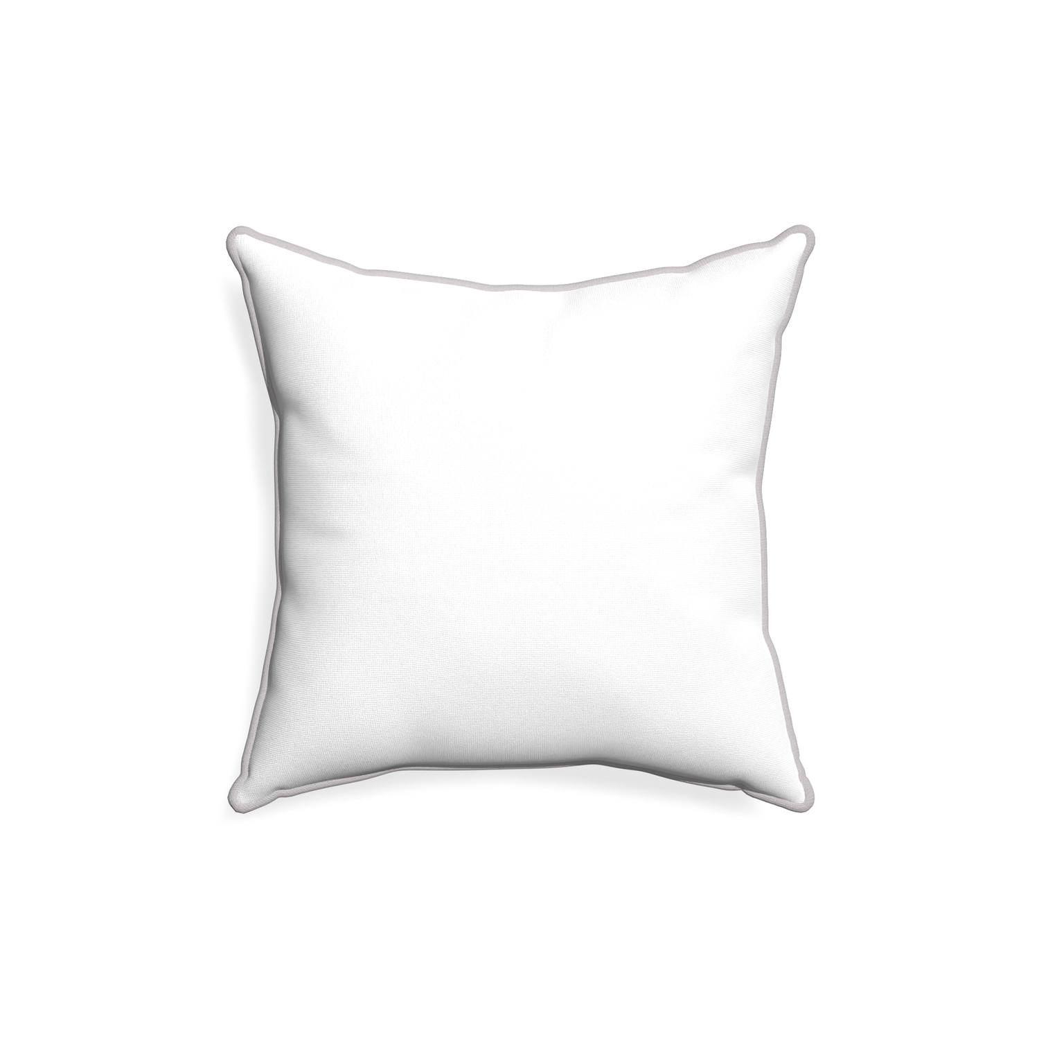 18-square snow custom white cottonpillow with pebble piping on white background