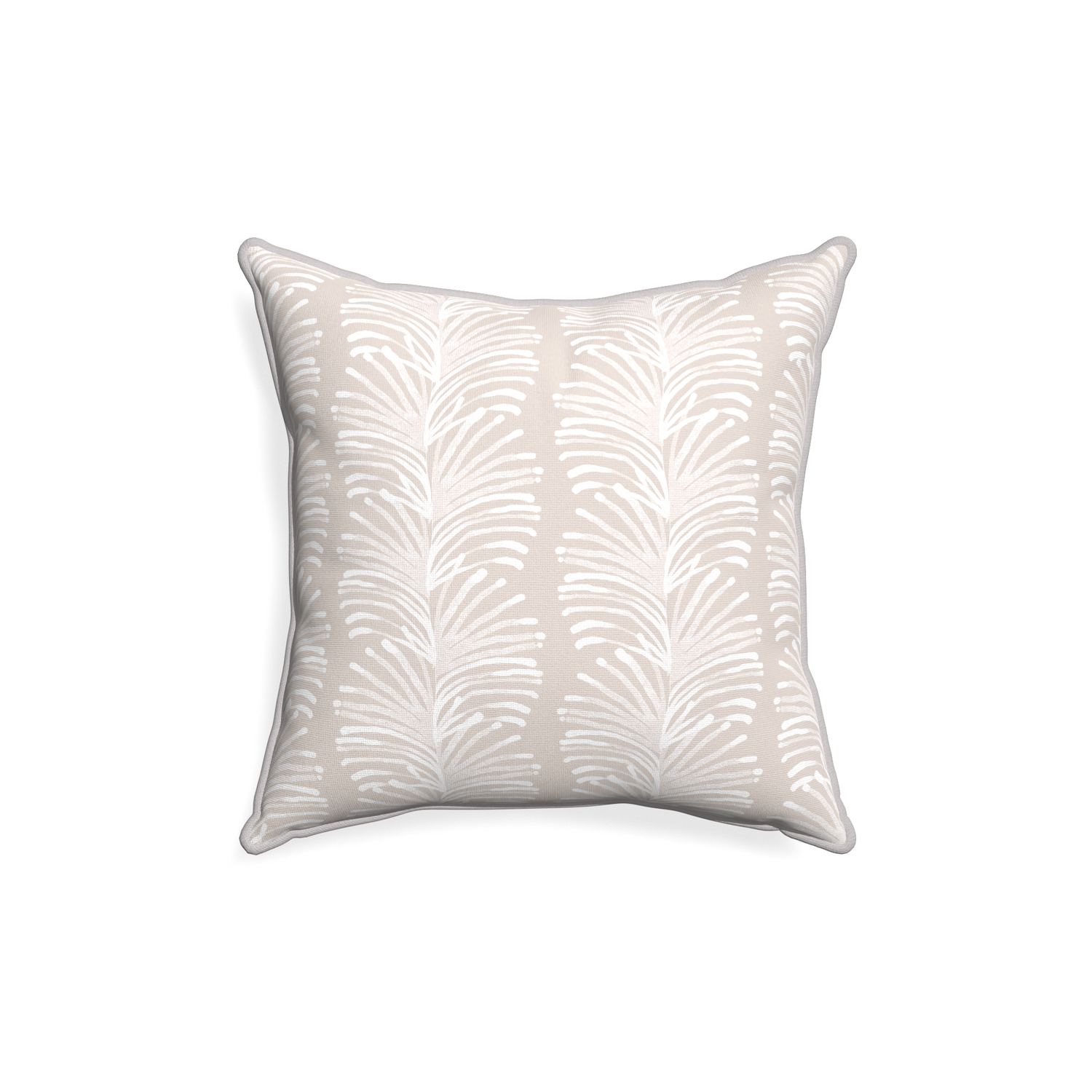 18-square emma sand custom sand colored botanical stripepillow with pebble piping on white background