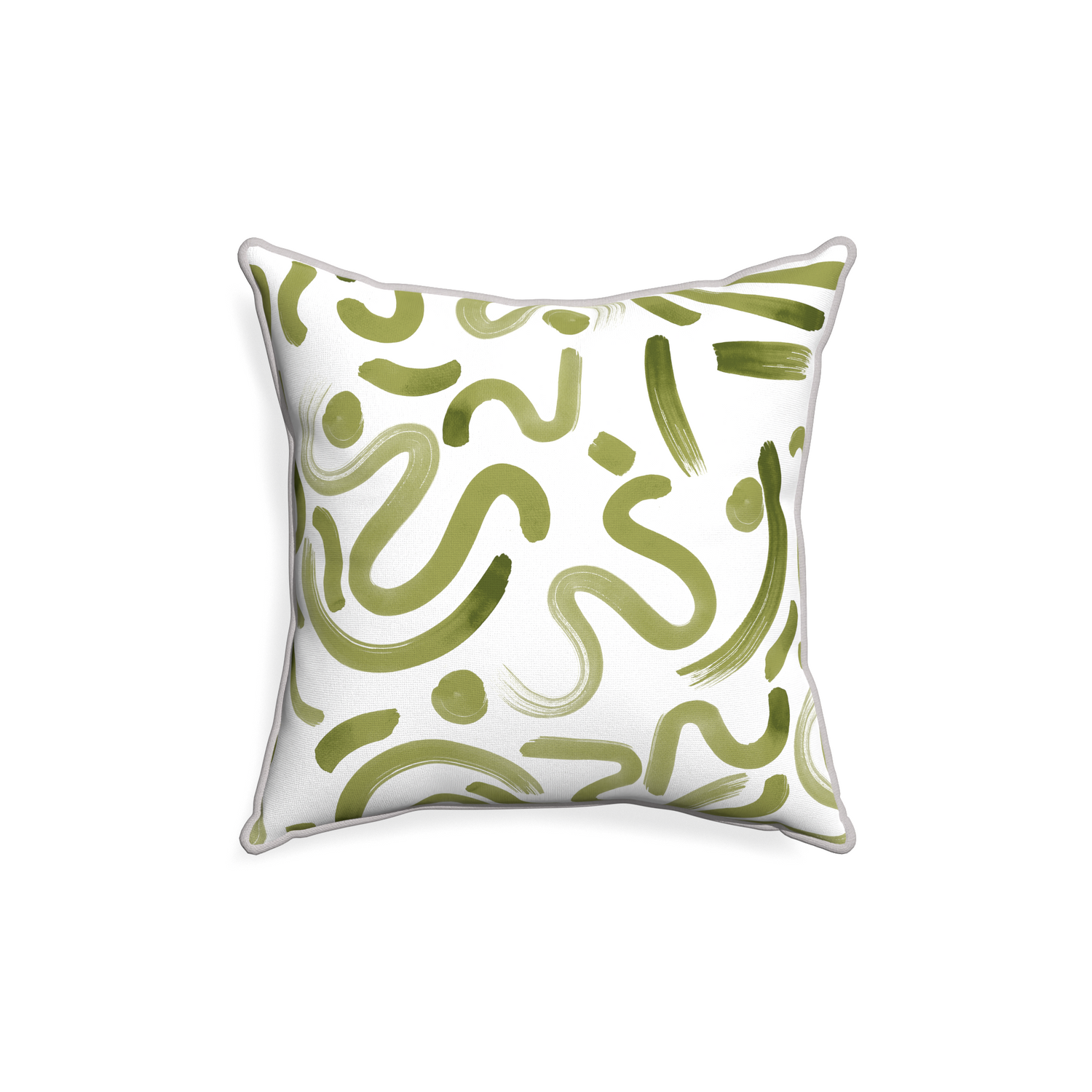 18-square hockney moss custom moss greenpillow with pebble piping on white background