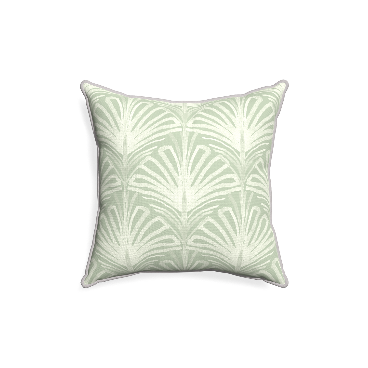 18-square suzy sage custom sage green palmpillow with pebble piping on white background