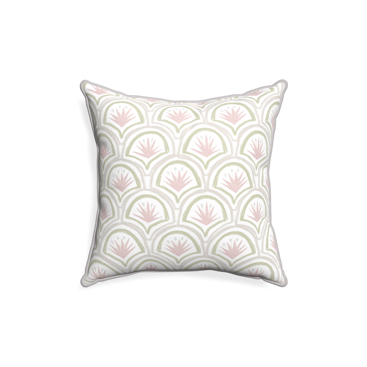 18-square thatcher rose custom pink & green palmpillow with pebble piping on white background