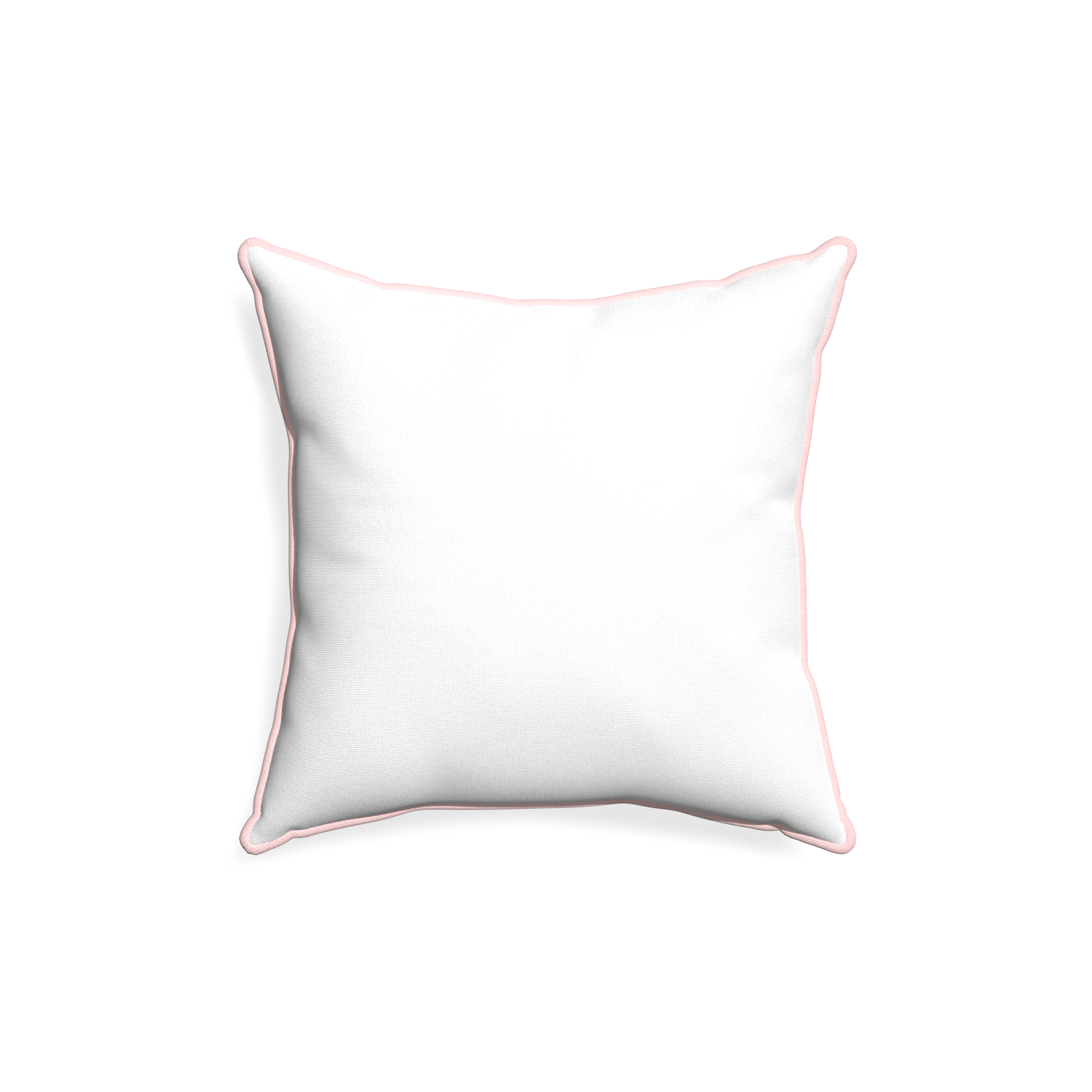 18-square snow custom white cottonpillow with petal piping on white background