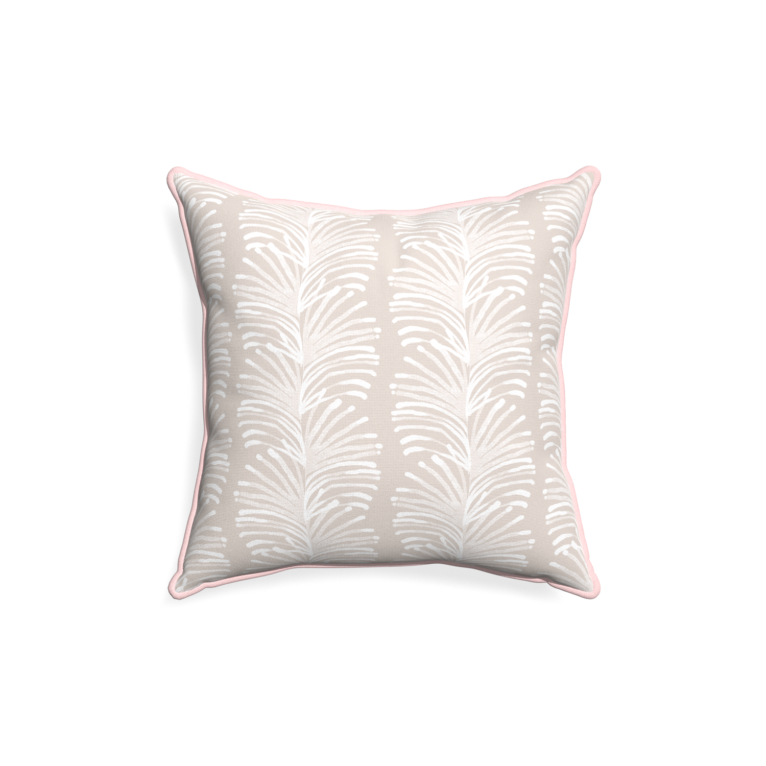 18-square emma sand custom sand colored botanical stripepillow with petal piping on white background