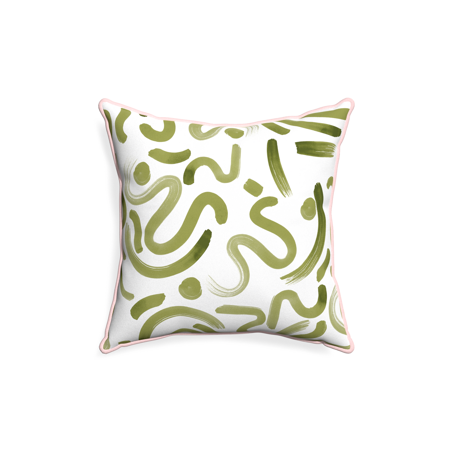 18-square hockney moss custom moss greenpillow with petal piping on white background