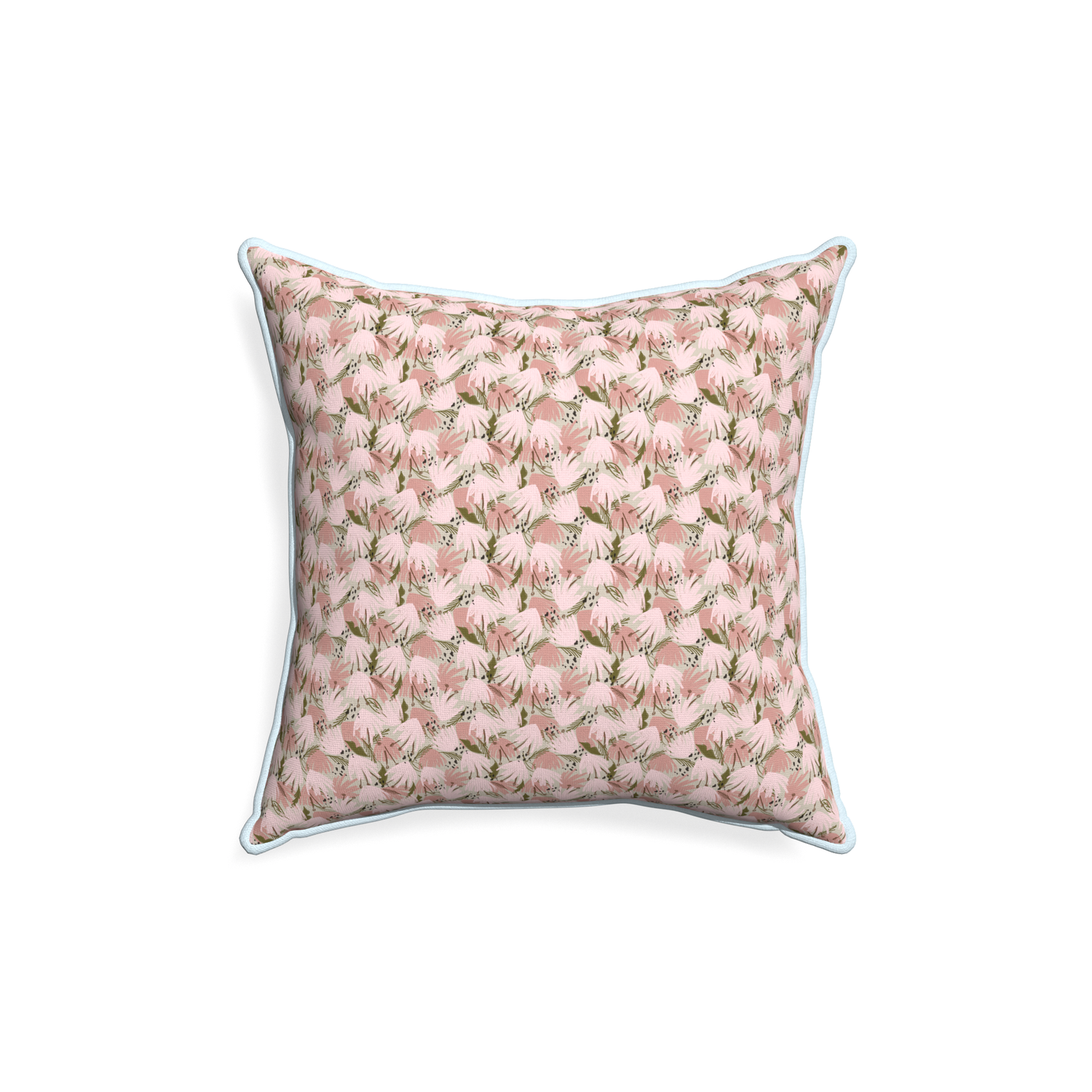 18-square eden pink custom pink floralpillow with powder piping on white background