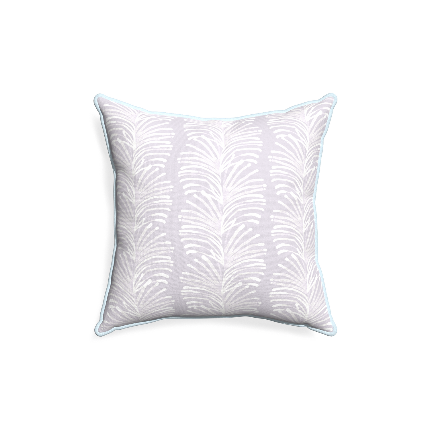 18-square emma lavender custom lavender botanical stripepillow with powder piping on white background