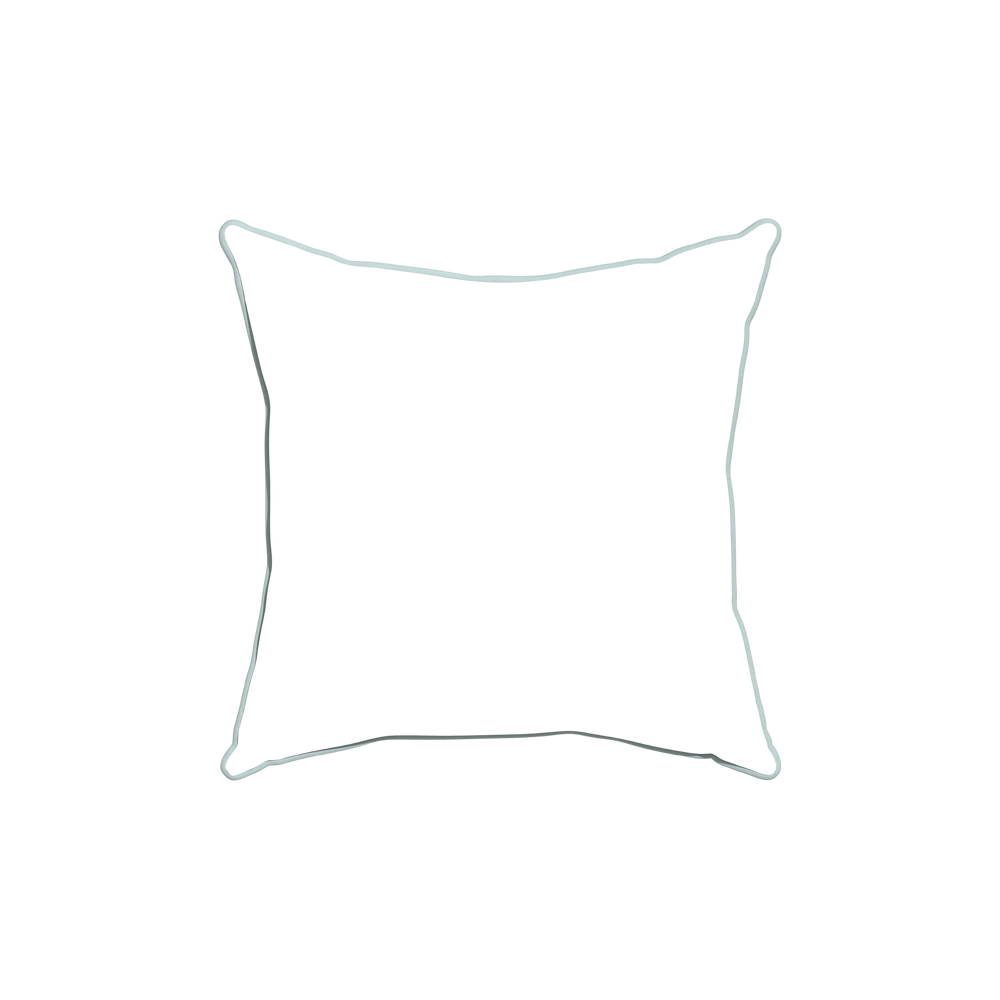 18-square ruby moss custom pillow with powder piping on white background