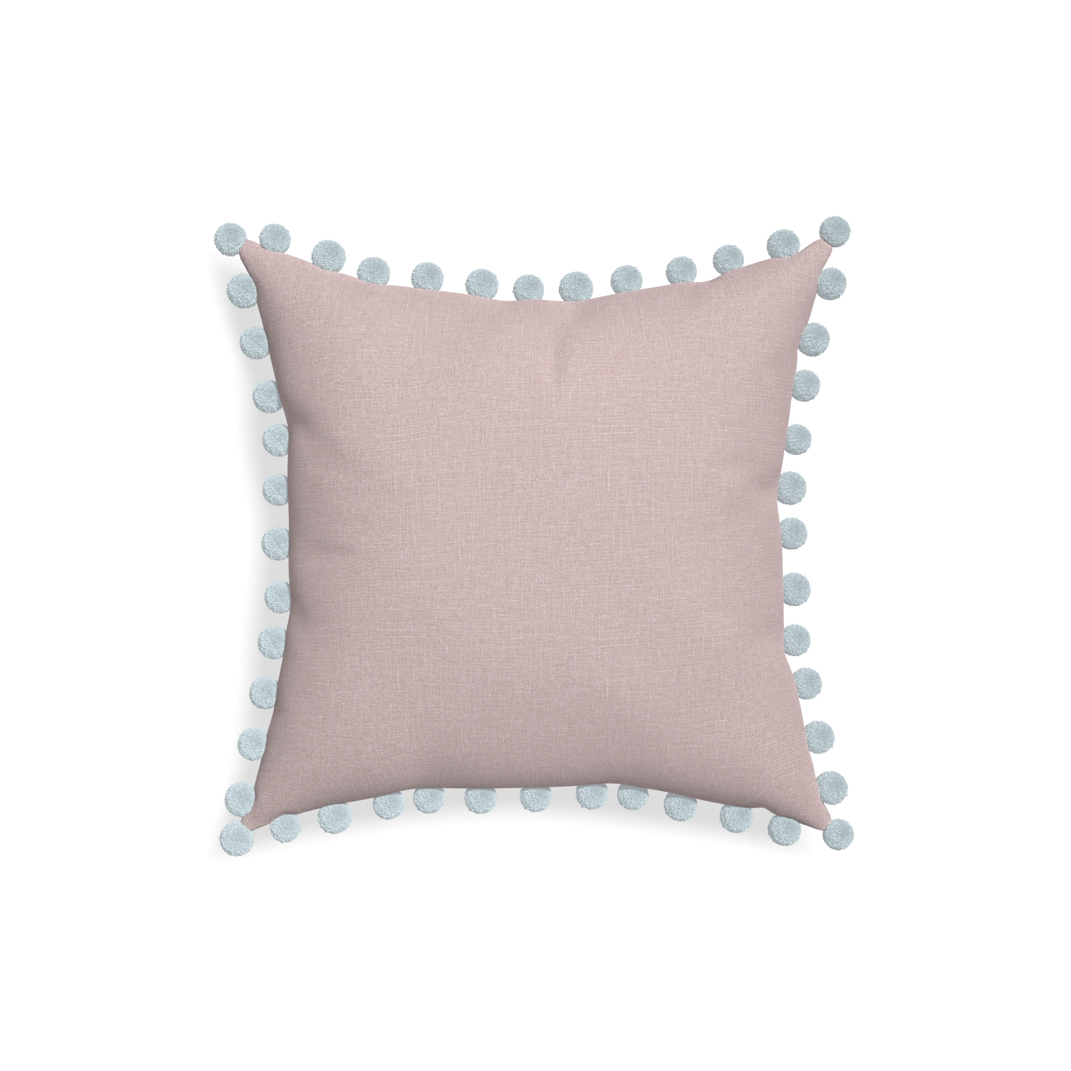 18-square orchid custom mauve pinkpillow with powder pom pom on white background