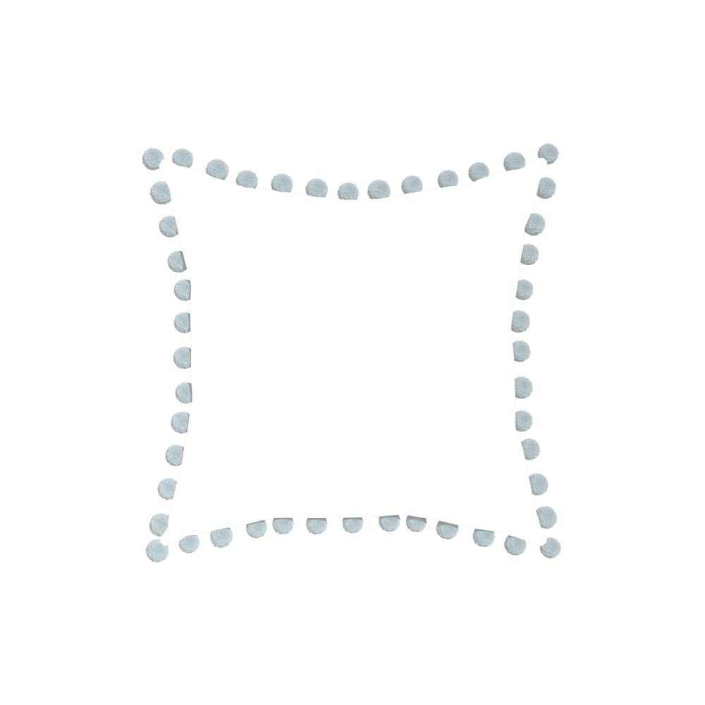 18-square ruby moss custom pillow with powder pom pom on white background