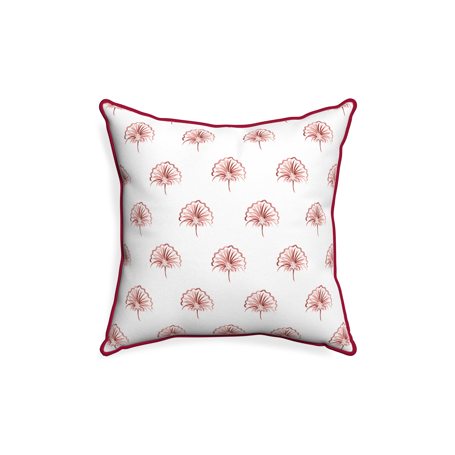 18-square penelope rose custom floral pinkpillow with raspberry piping on white background