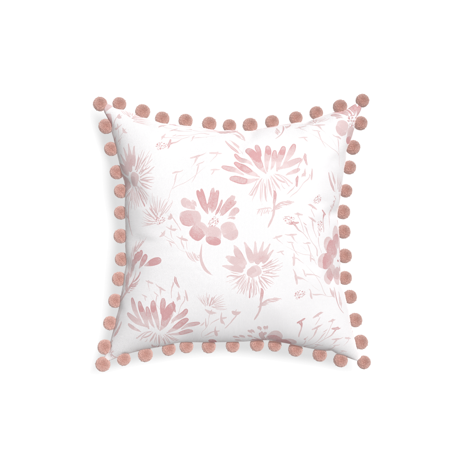 18-square blake custom pink floralpillow with rose pom pom on white background